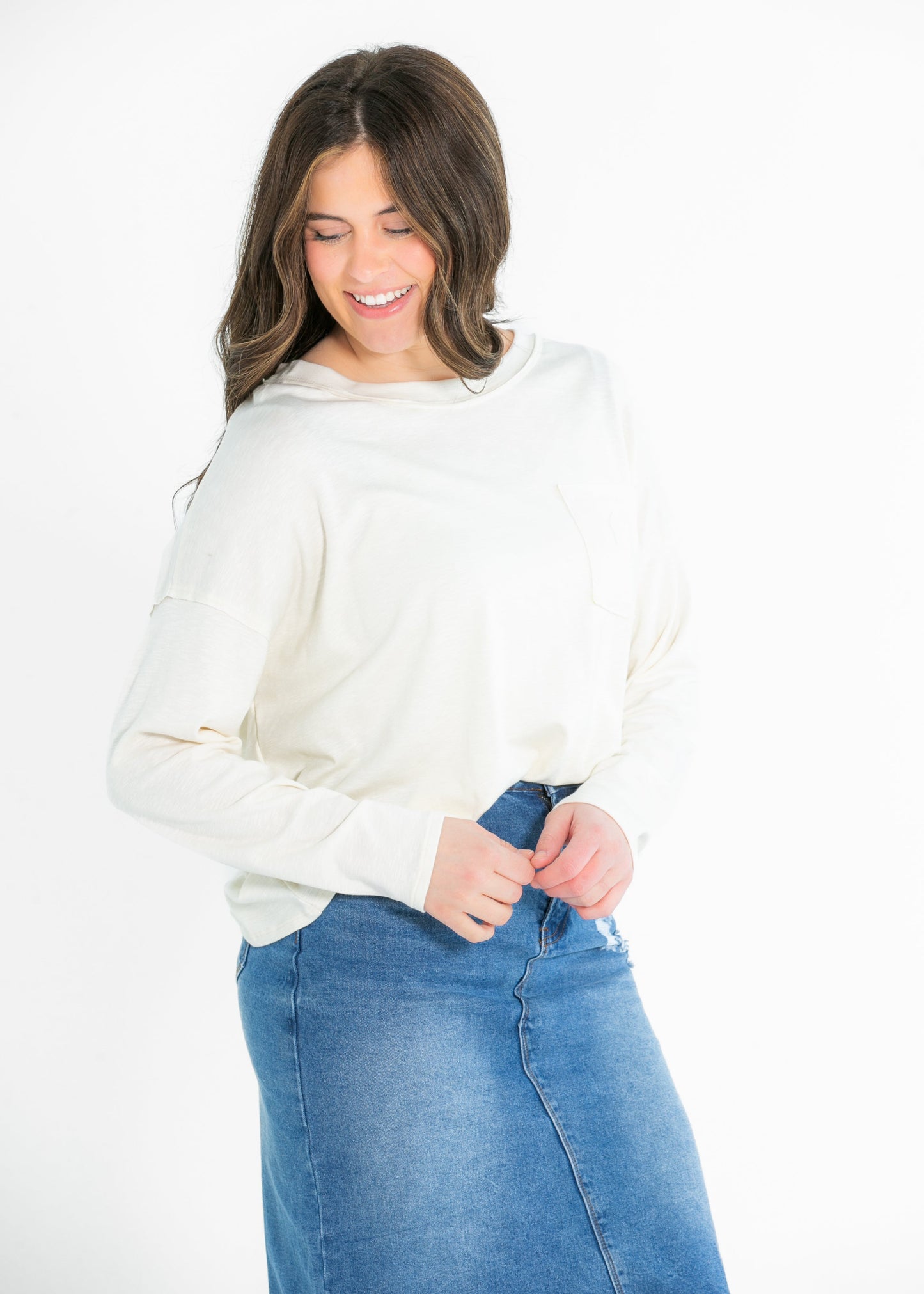 Long Sleeve Crewneck Pocket Tee - FINAL SALE
