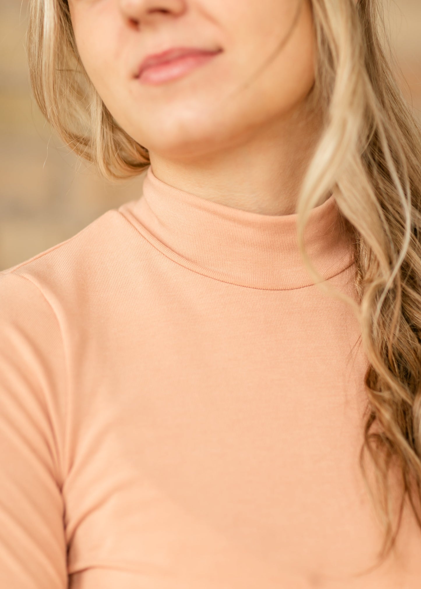 Long Sleeve Mockneck Peach Knit Top - FINAL SALE