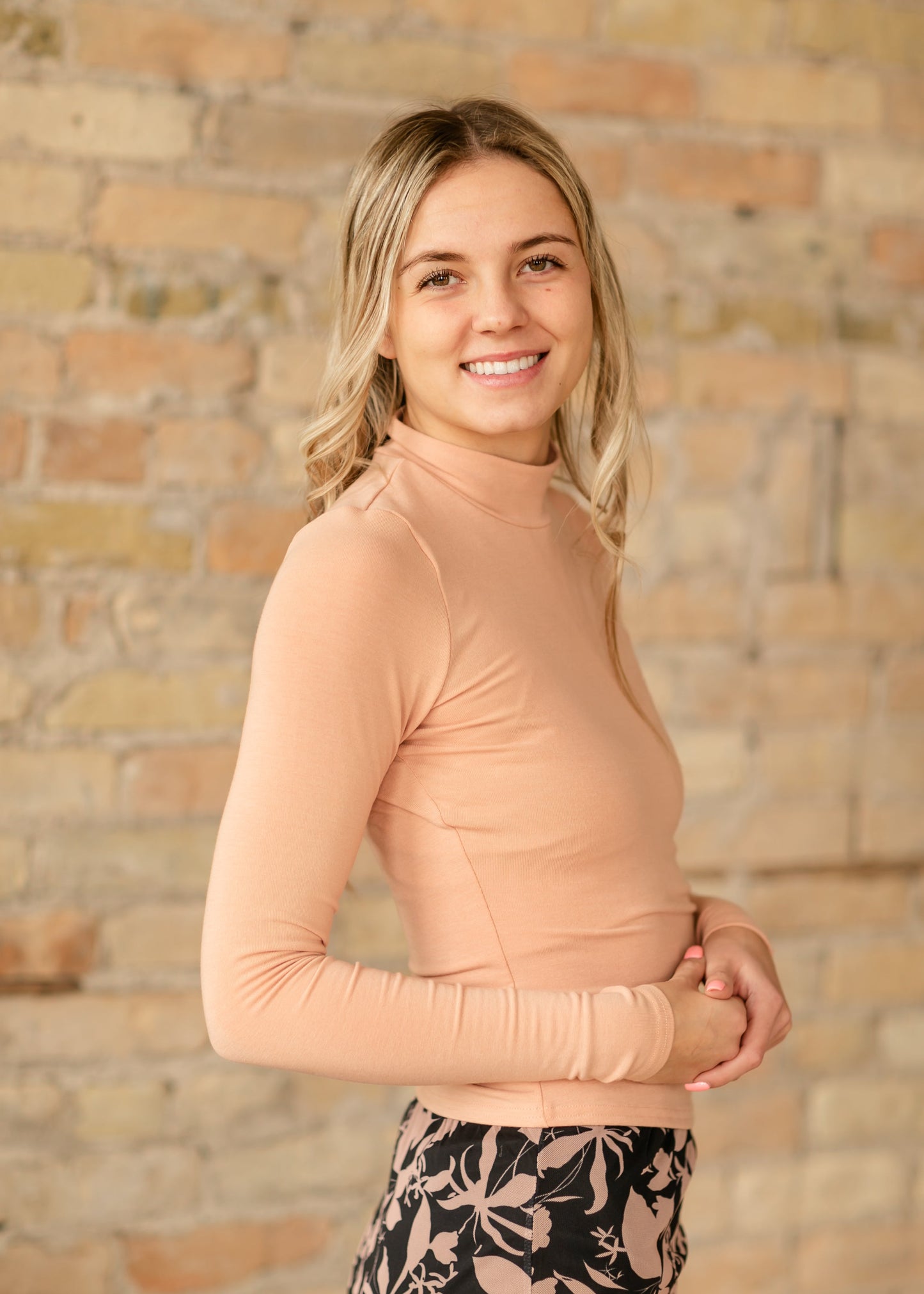 Long Sleeve Mockneck Peach Knit Top - FINAL SALE