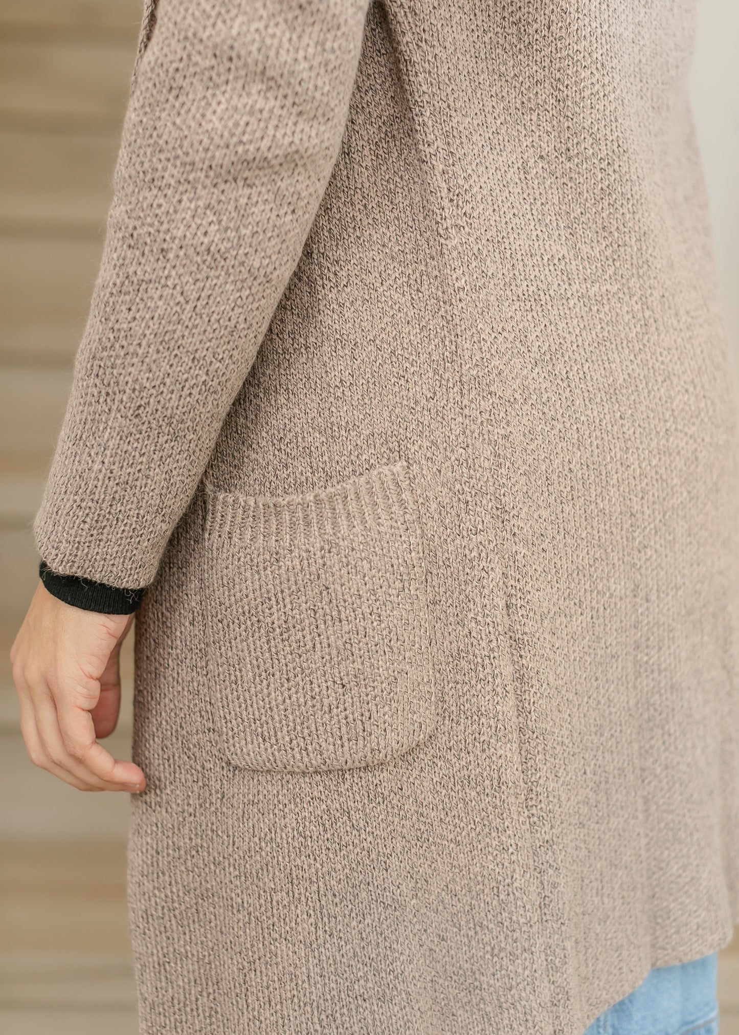 Long Sleeve Notched Collar Sweater Jacket