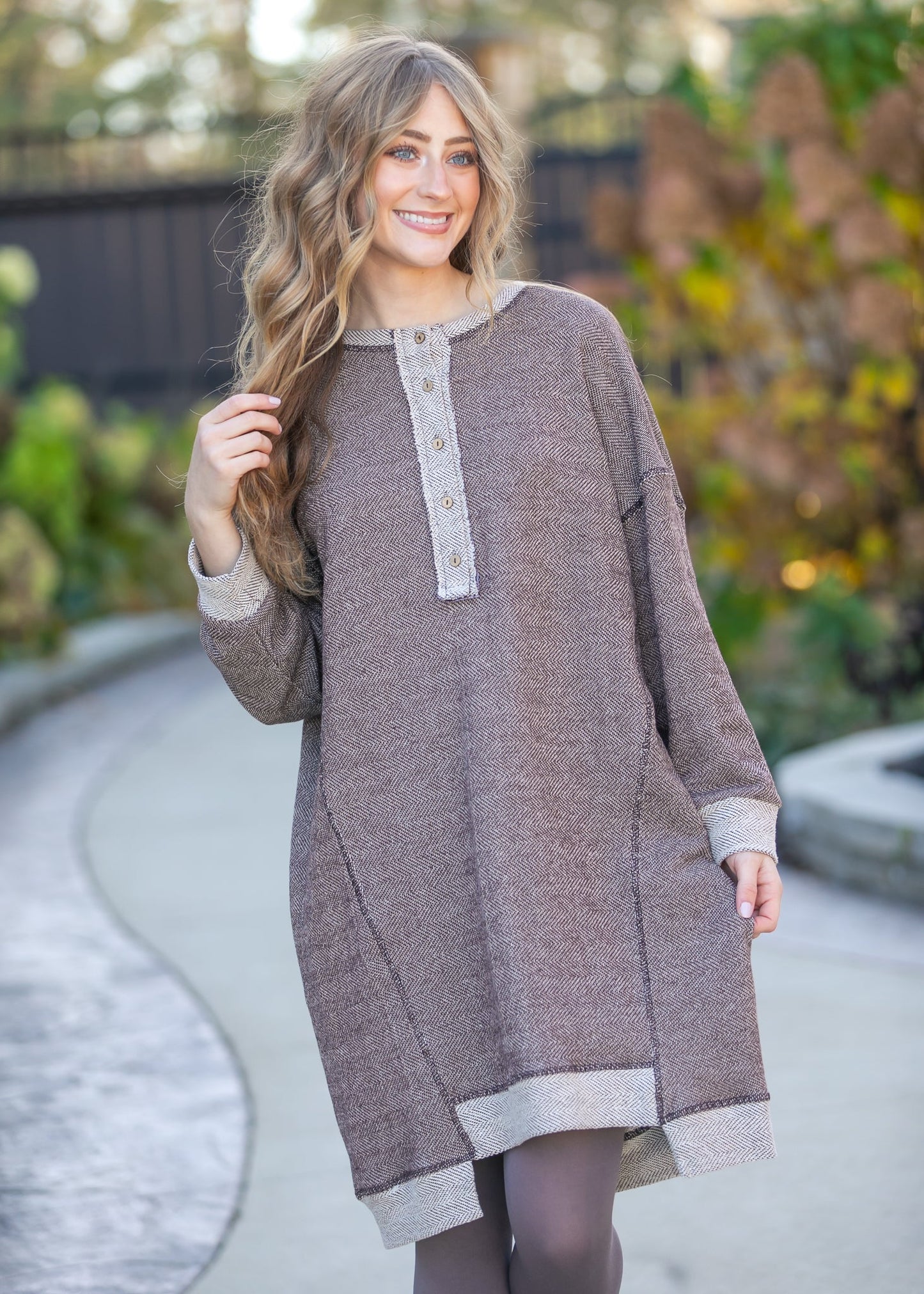 Long Sleeve Seam Detail Midi Dress - FINAL SALE