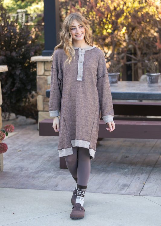Long Sleeve Seam Detail Midi Dress - FINAL SALE