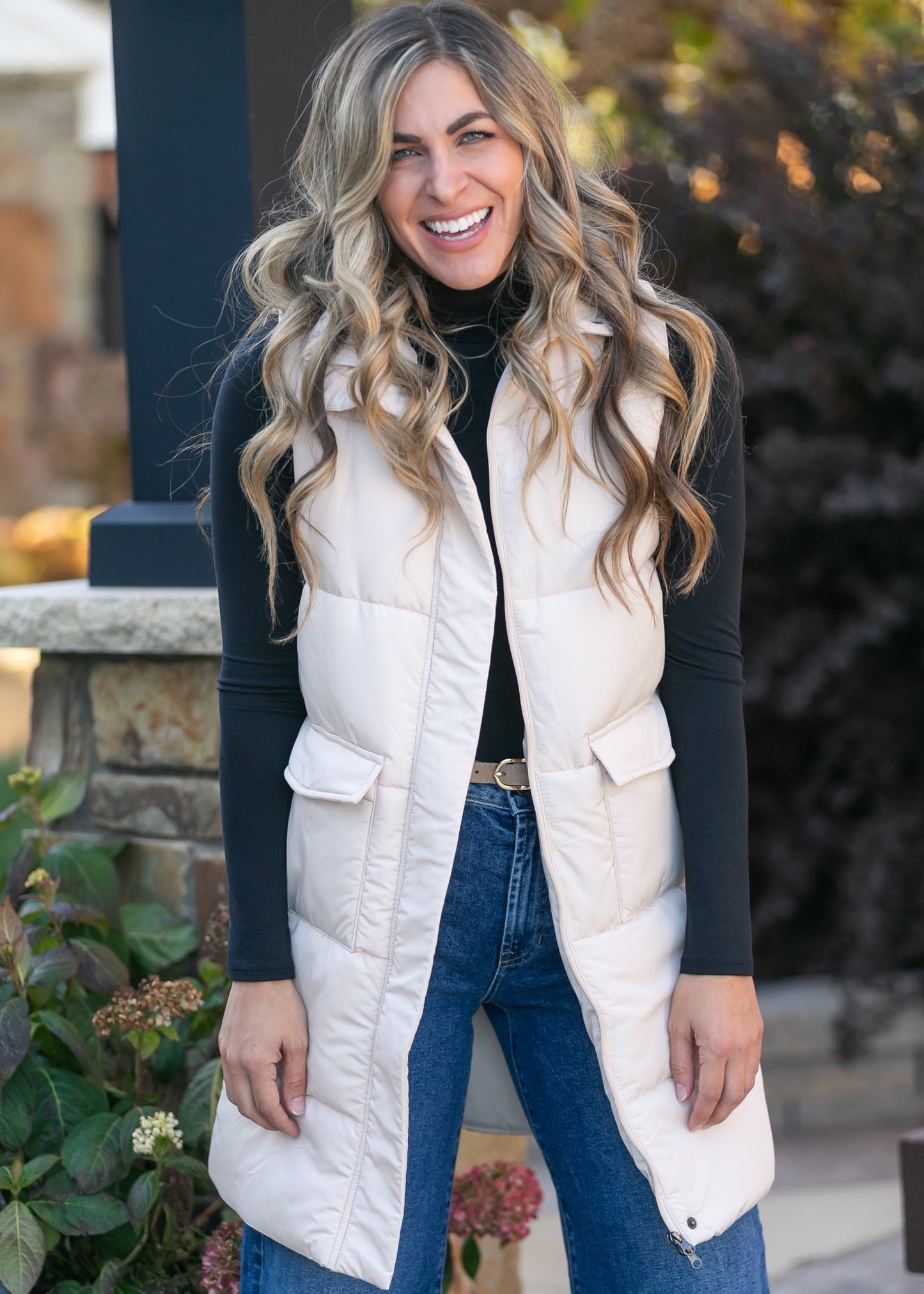 Long Zip Up Puffer Vest