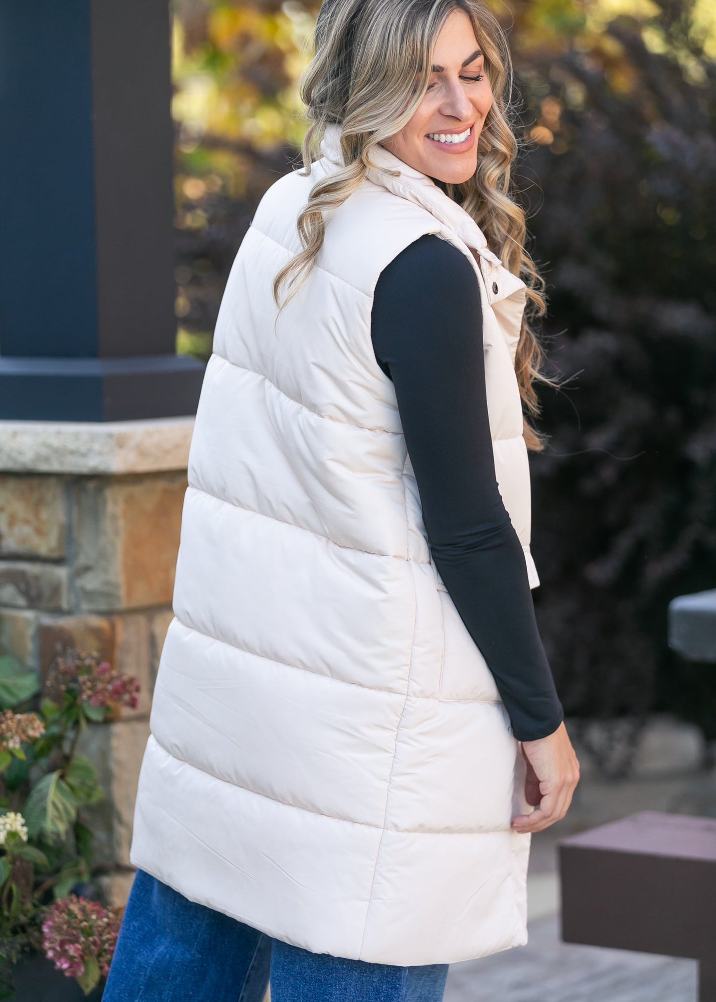 Long Zip Up Puffer Vest