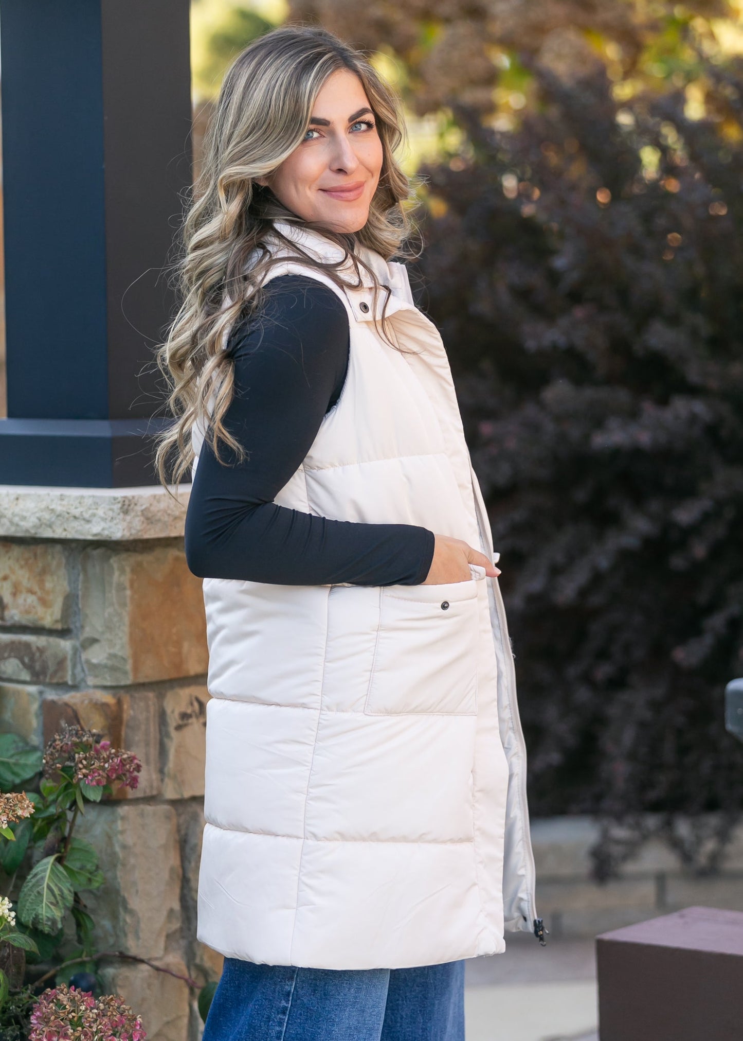 Long Zip Up Puffer Vest