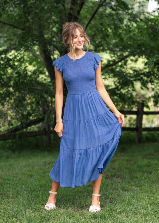 Lorelai Smocked Tiered Midi Dress - FINAL SALE