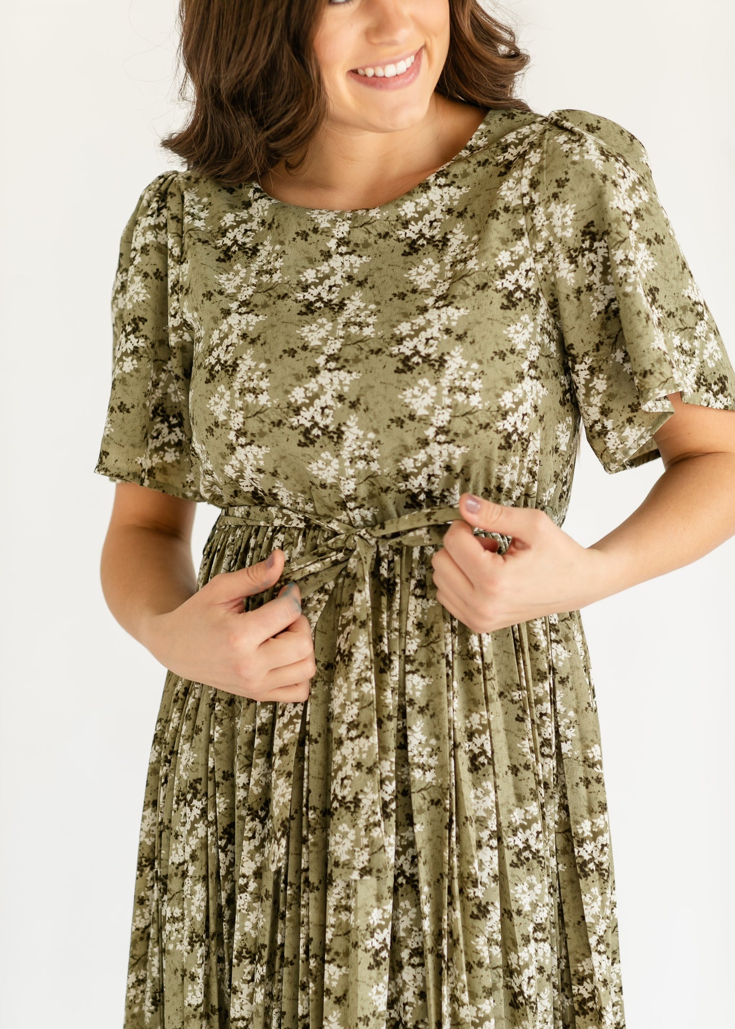 Louise Short Sleeve Pleated Midi Dress - FINAL SALE