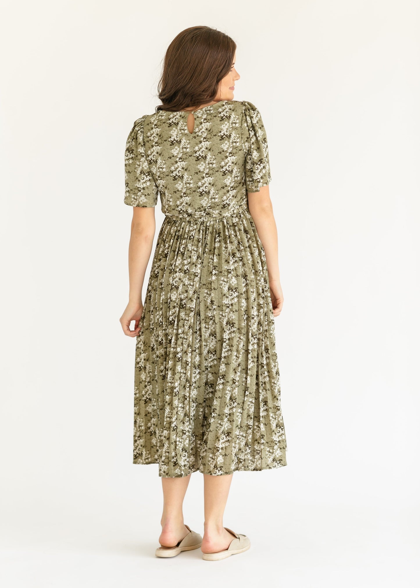 Louise Short Sleeve Pleated Midi Dress - FINAL SALE