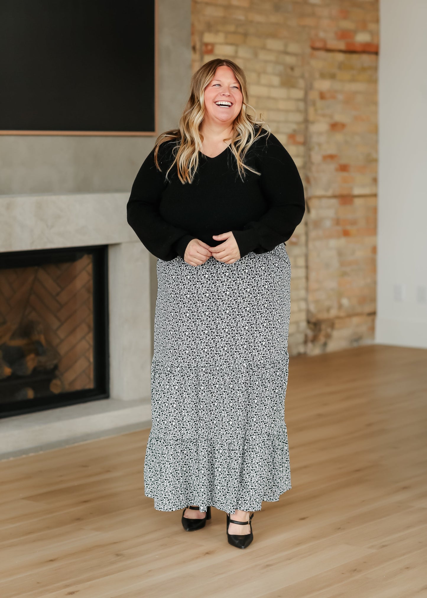 Lynn Tiered Peasant Maxi Skirt Black Floral - FINAL SALE