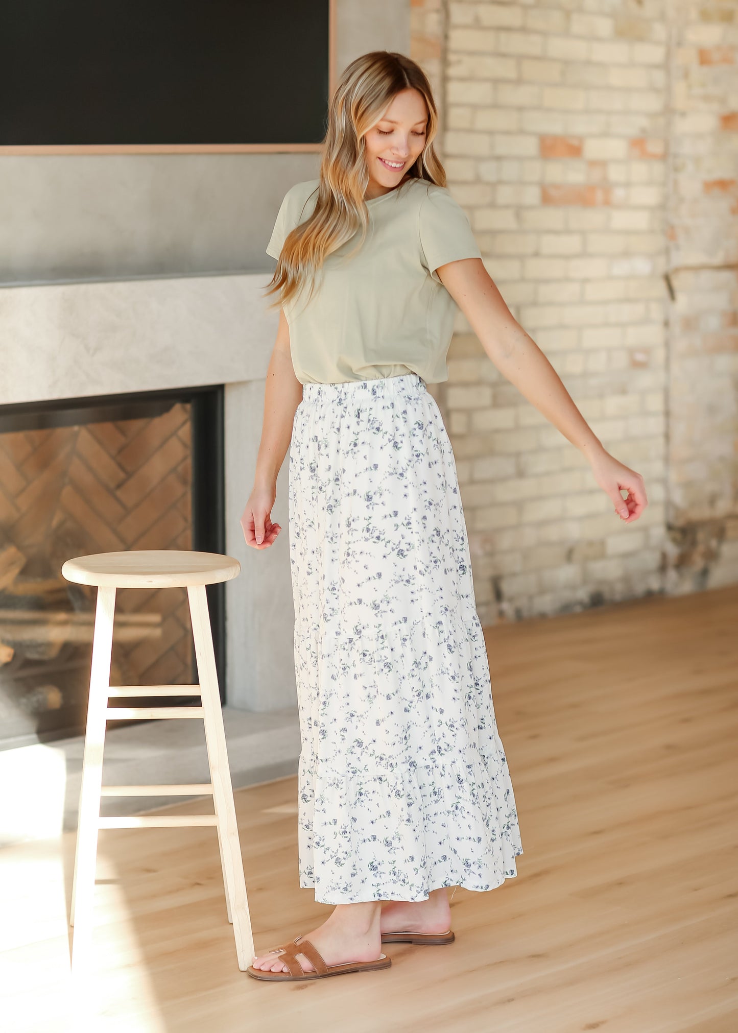 Lynn Tiered Peasant Maxi Skirt Purple Floral - FINAL SALE