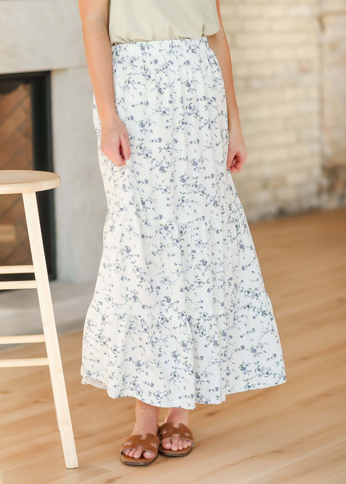 Lynn Tiered Peasant Maxi Skirt Purple Floral - FINAL SALE
