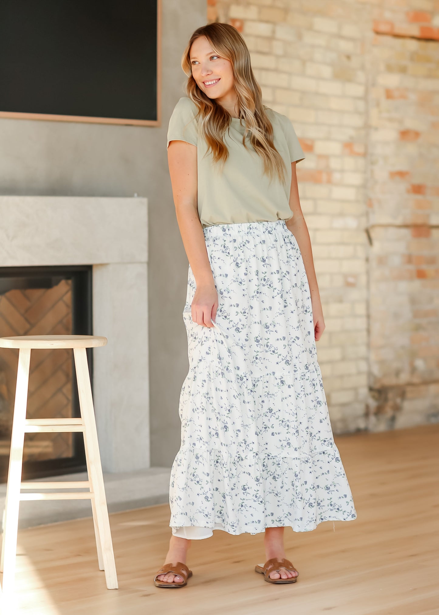 Lynn Tiered Peasant Maxi Skirt Purple Floral - FINAL SALE
