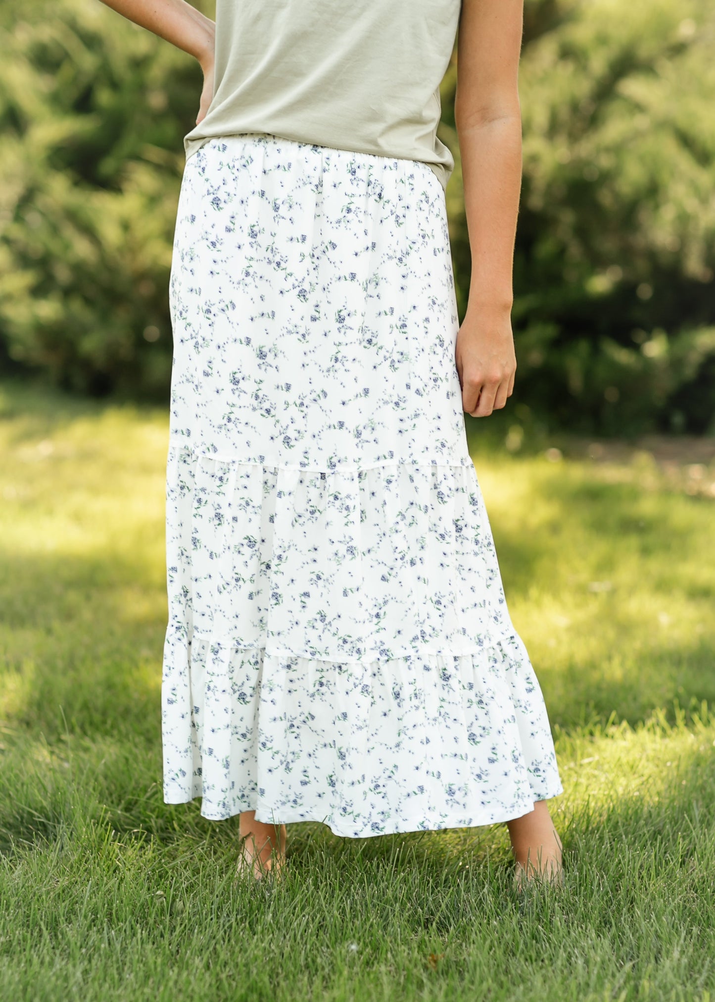 Lynn Tiered Peasant Maxi Skirt Purple Floral - FINAL SALE