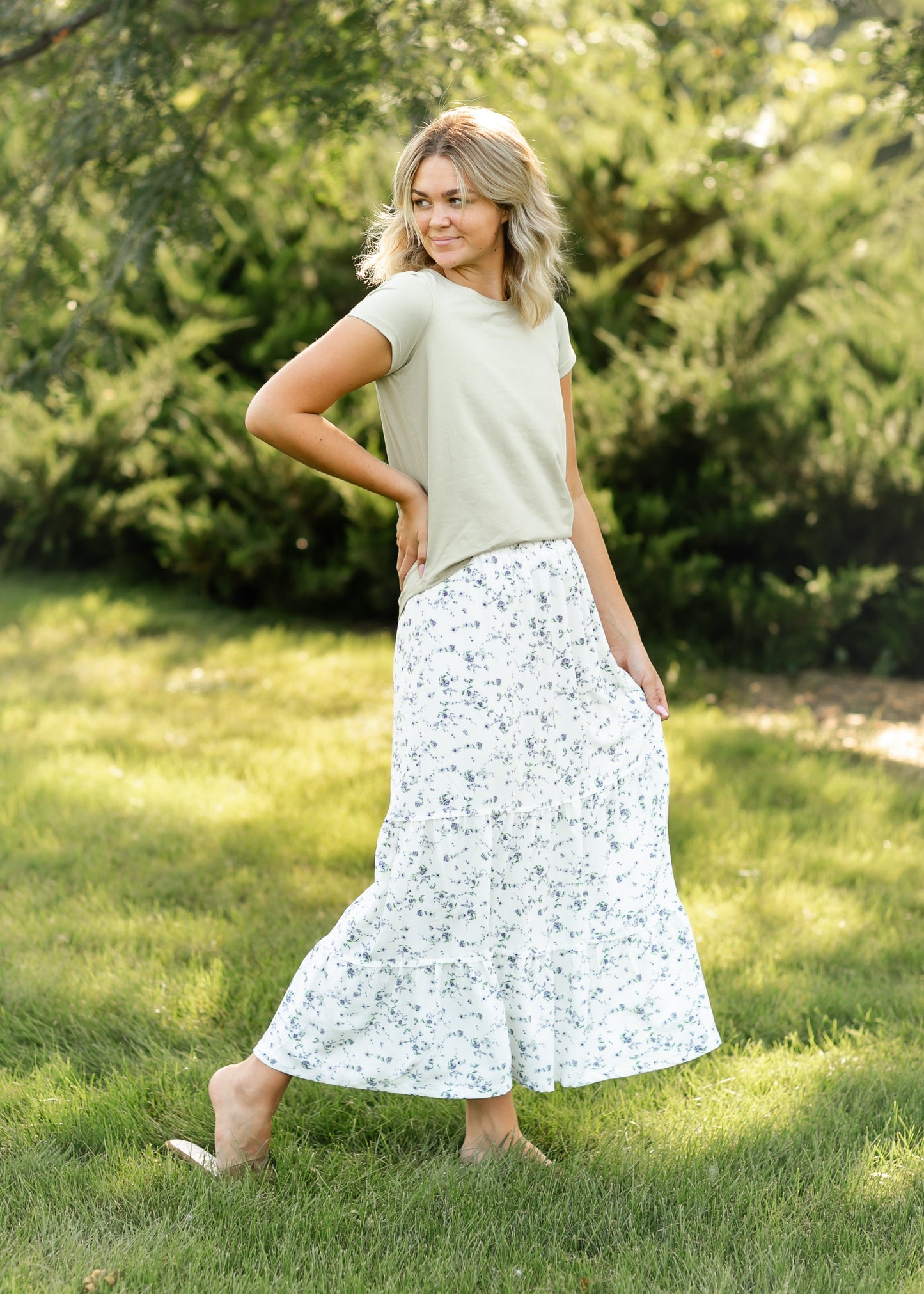 Lynn Tiered Peasant Maxi Skirt Purple Floral - FINAL SALE
