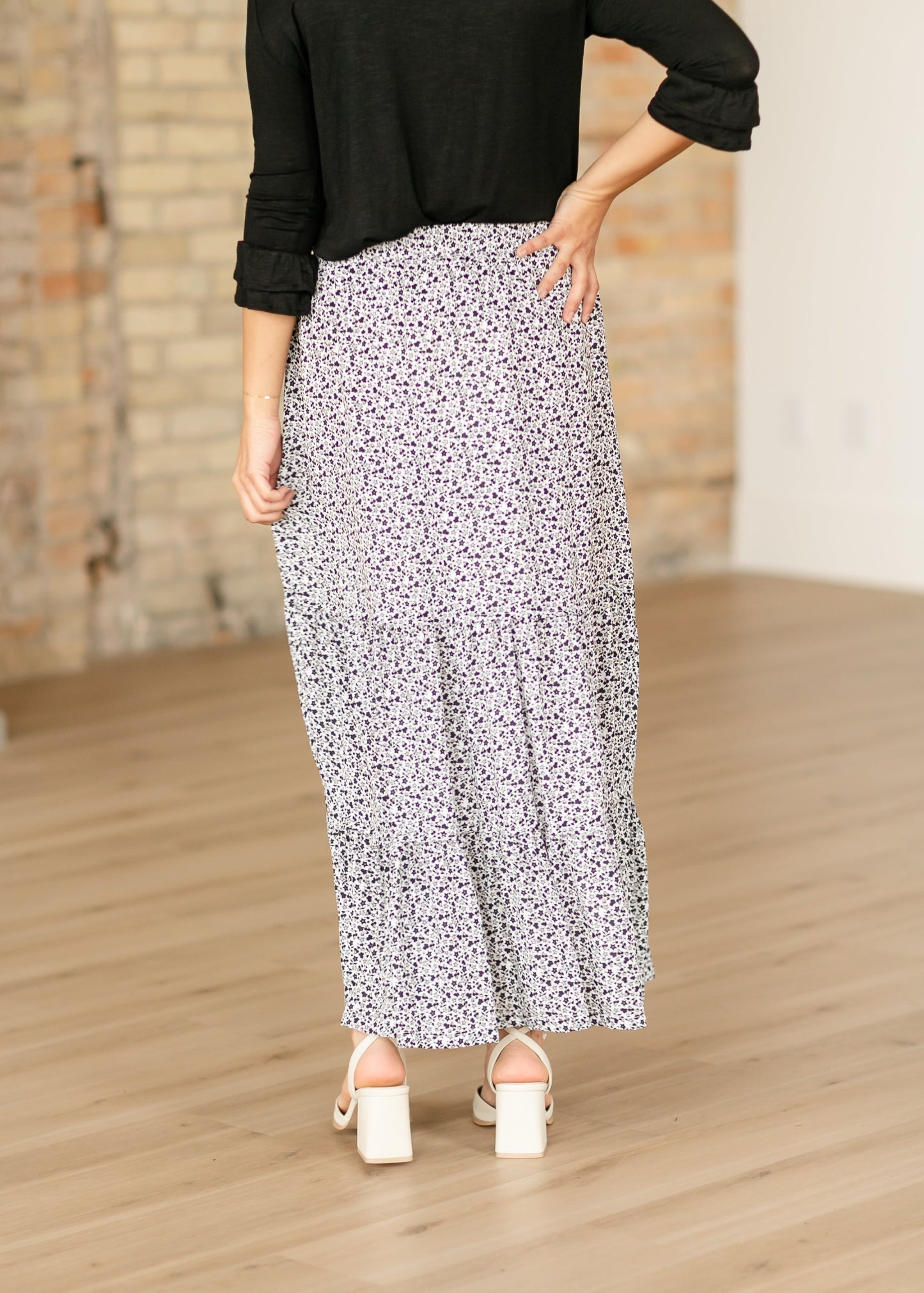 Lynn Tiered Peasant Maxi Skirt Black Floral - FINAL SALE