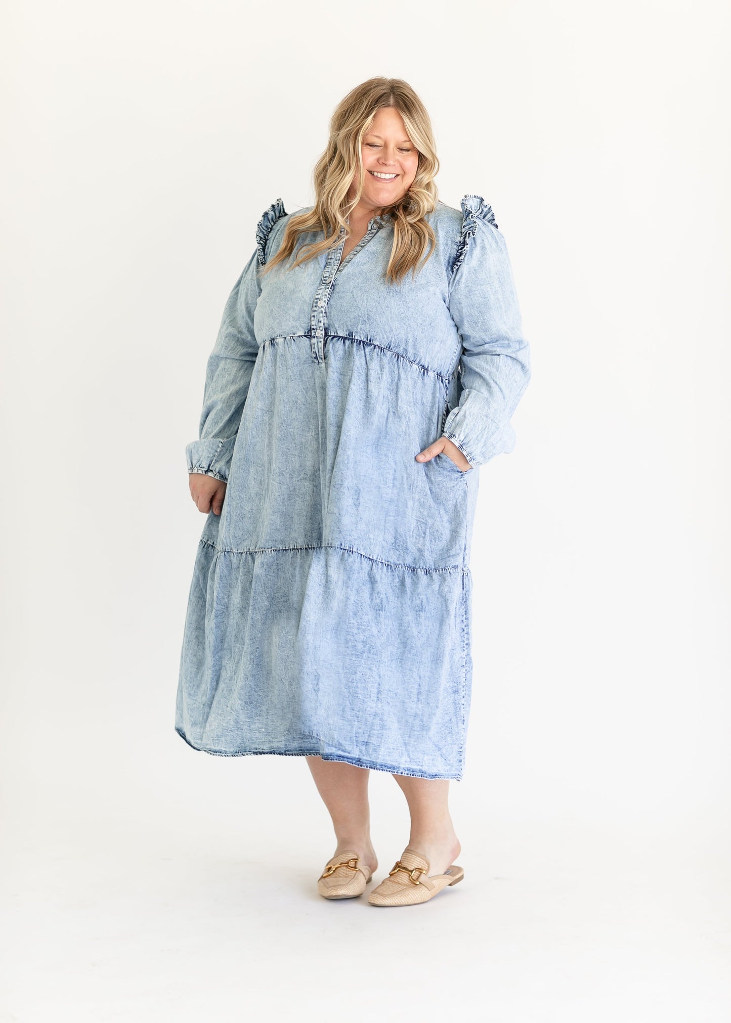 Mackayla Denim Tiered Dress - FINAL SALE