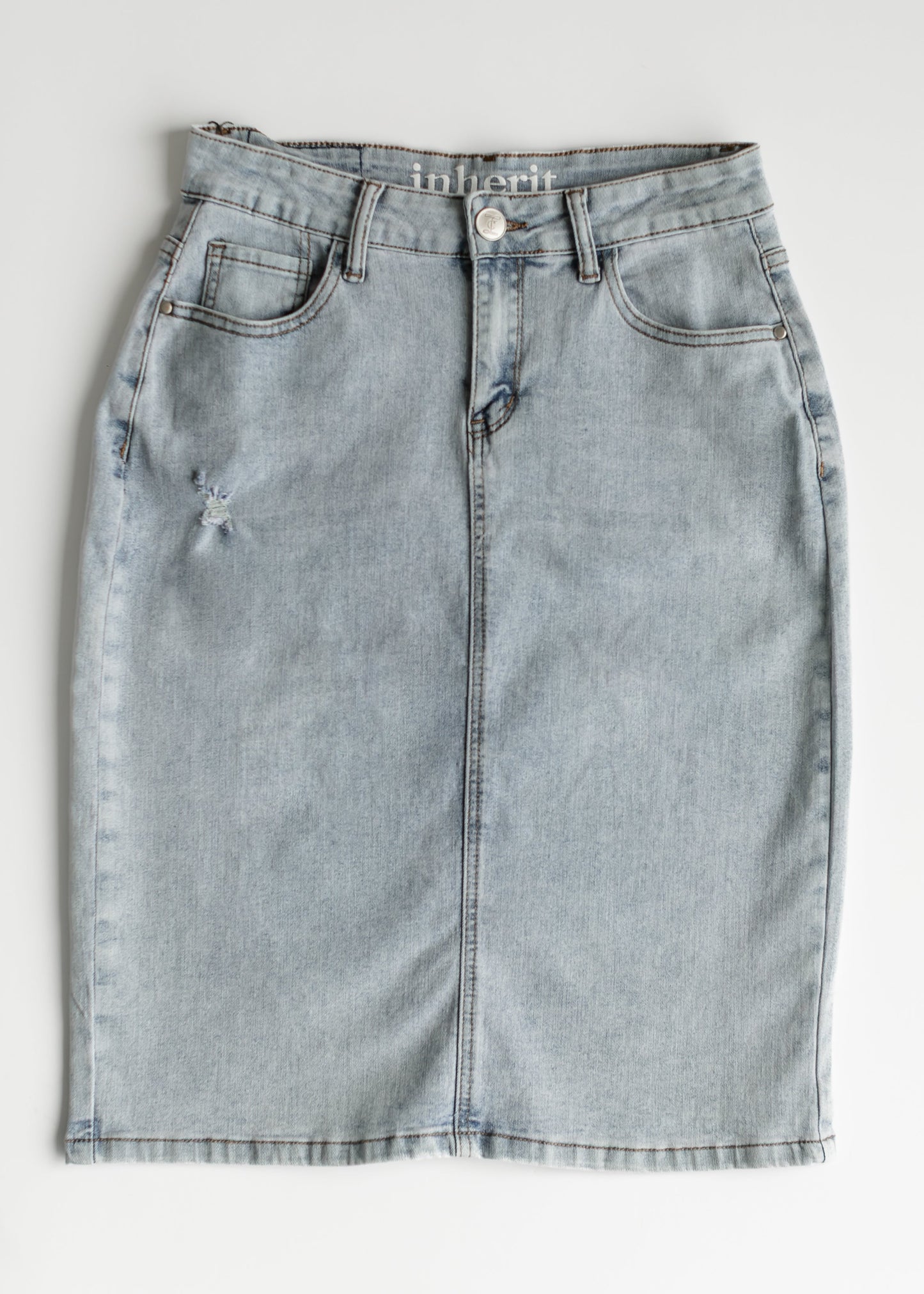 Maelia Distressed Denim Midi Skirt - FINAL SALE