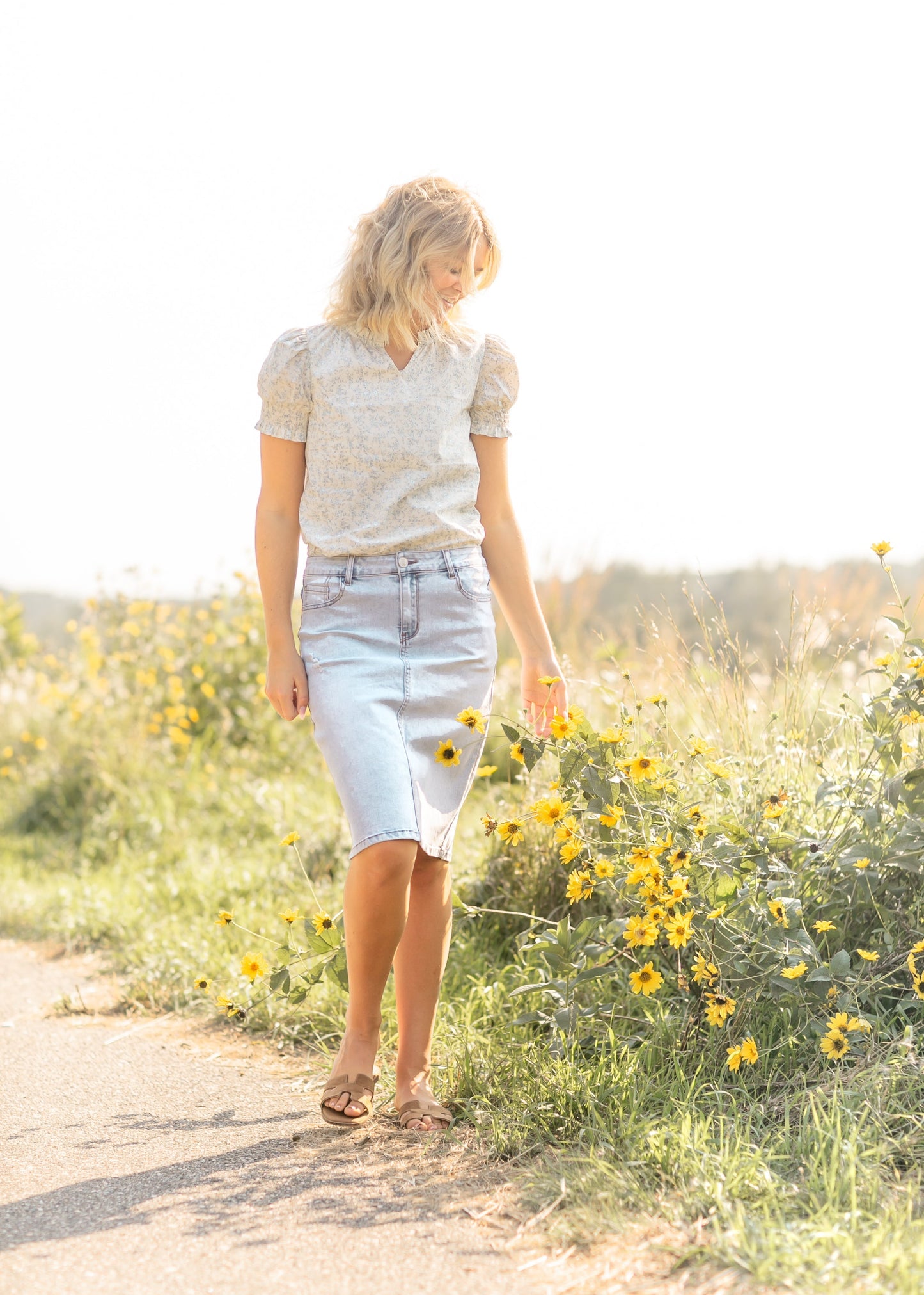 Maelia Distressed Denim Midi Skirt - FINAL SALE