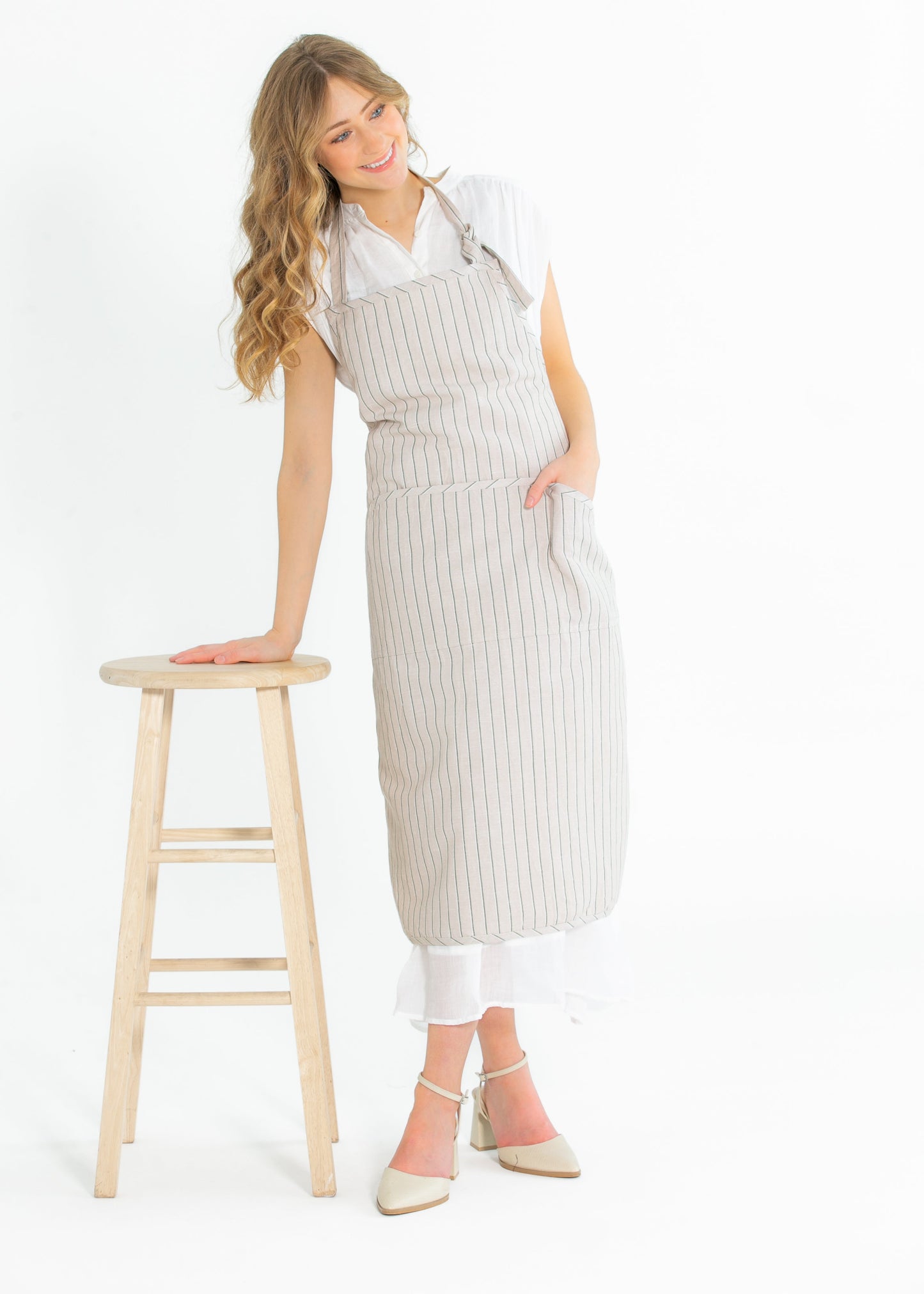 Maison Linen Blend Striped Apron - FINAL SALE