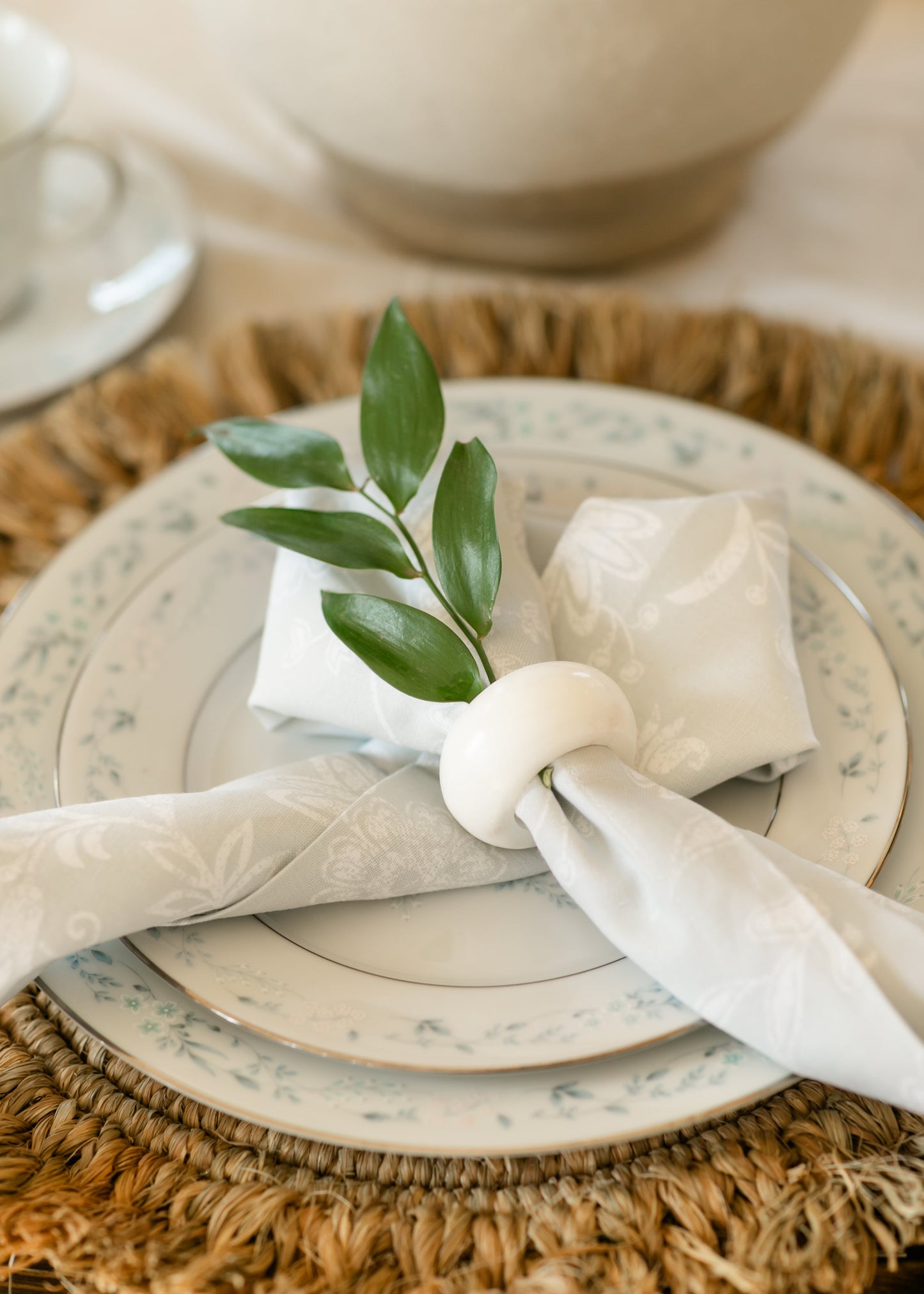 Marble Napkin Rings White 4pc Set - FINAL SALE