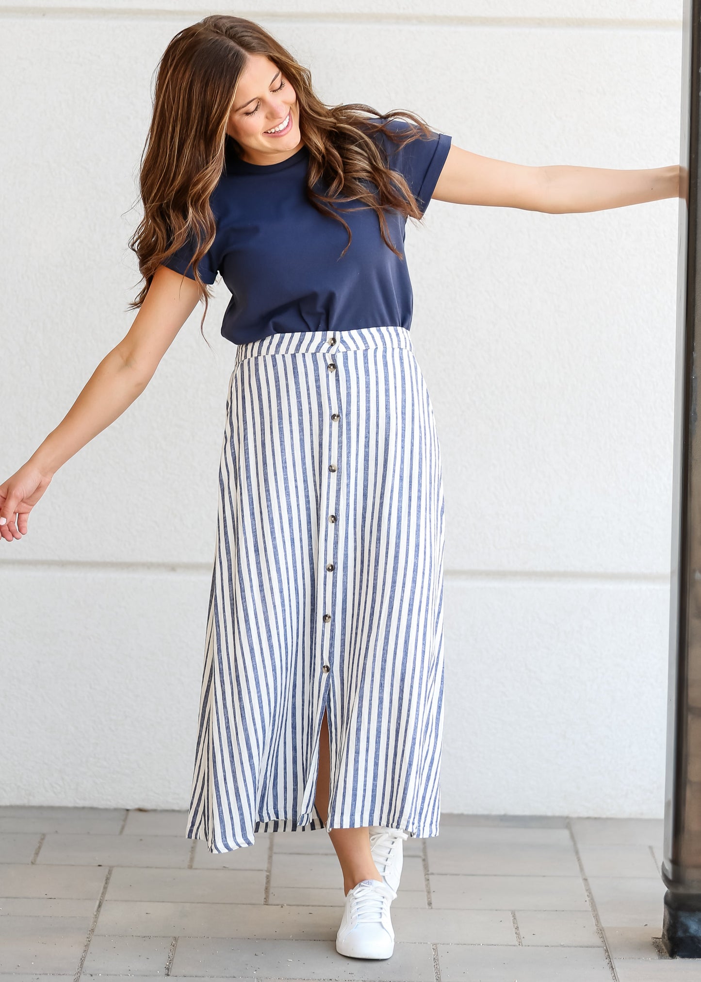 Marissa Striped Linen Blend Skirt - FINAL SALE