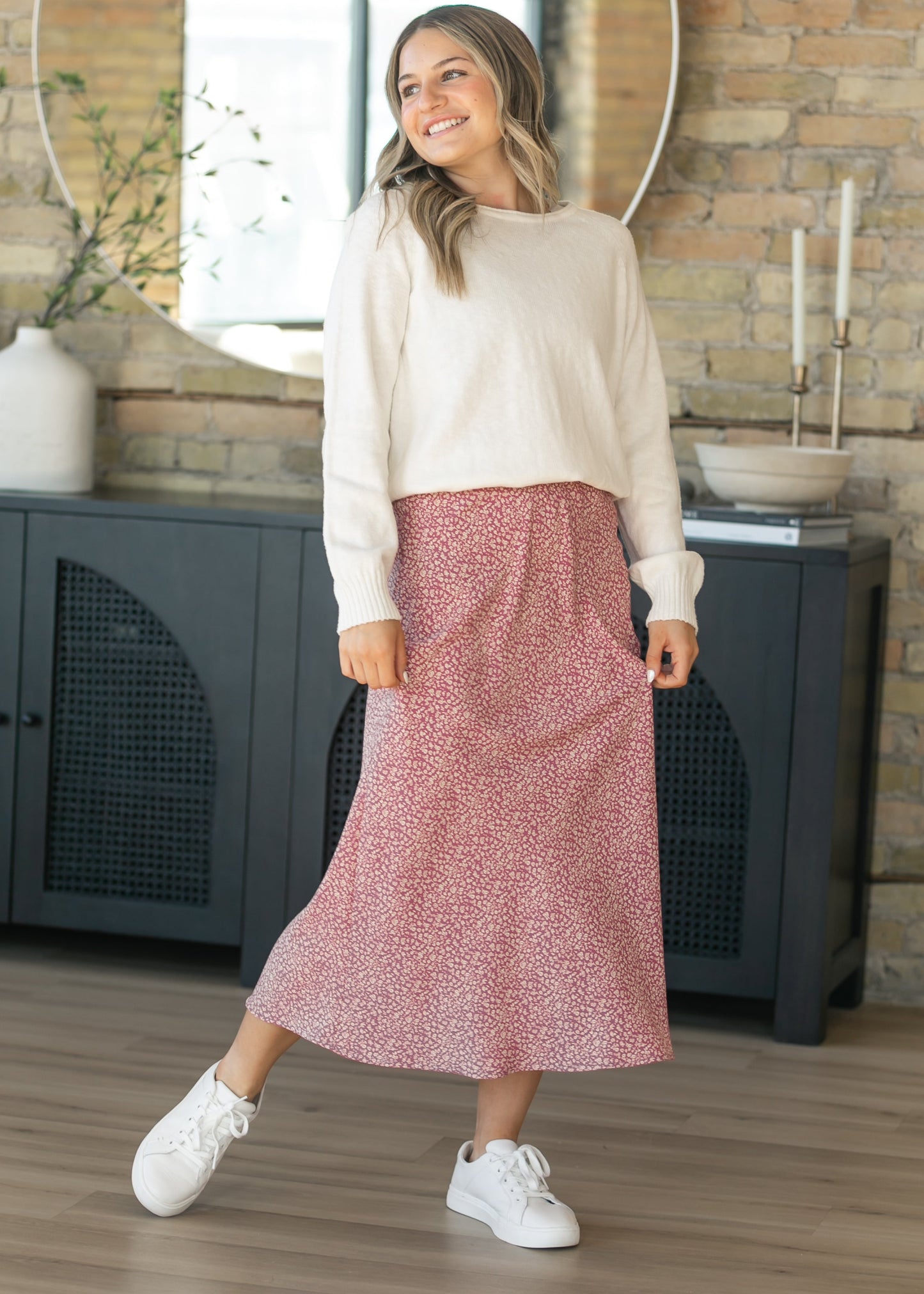 Mauve June Floral Print Maxi Skirt