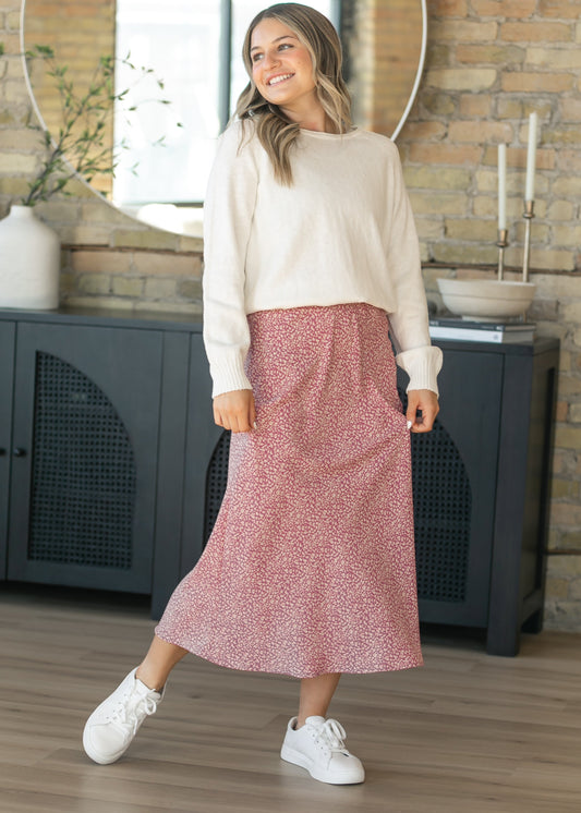 Mauve June Floral Print Maxi Skirt