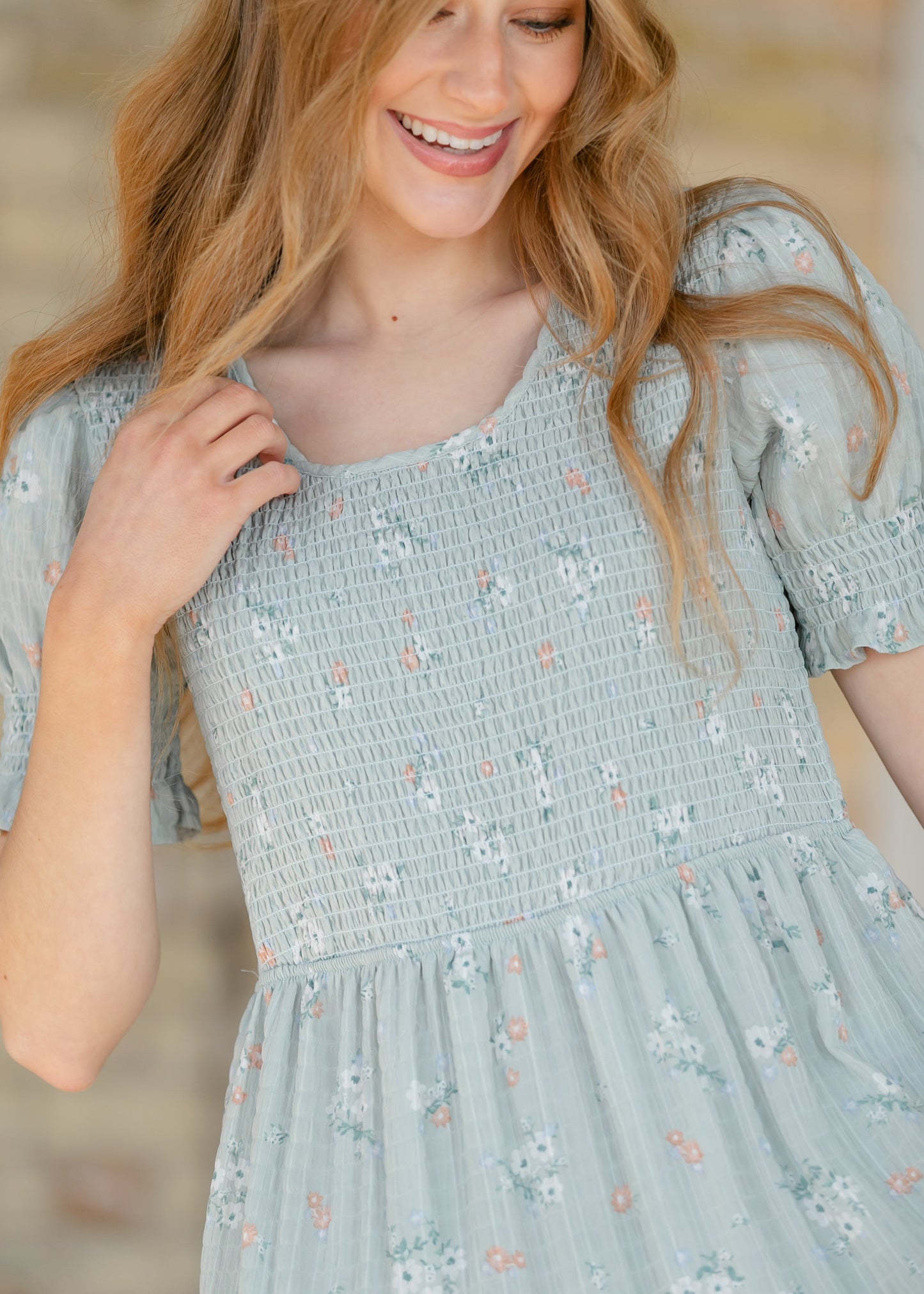 McCall Mint Smocked Midi Dress