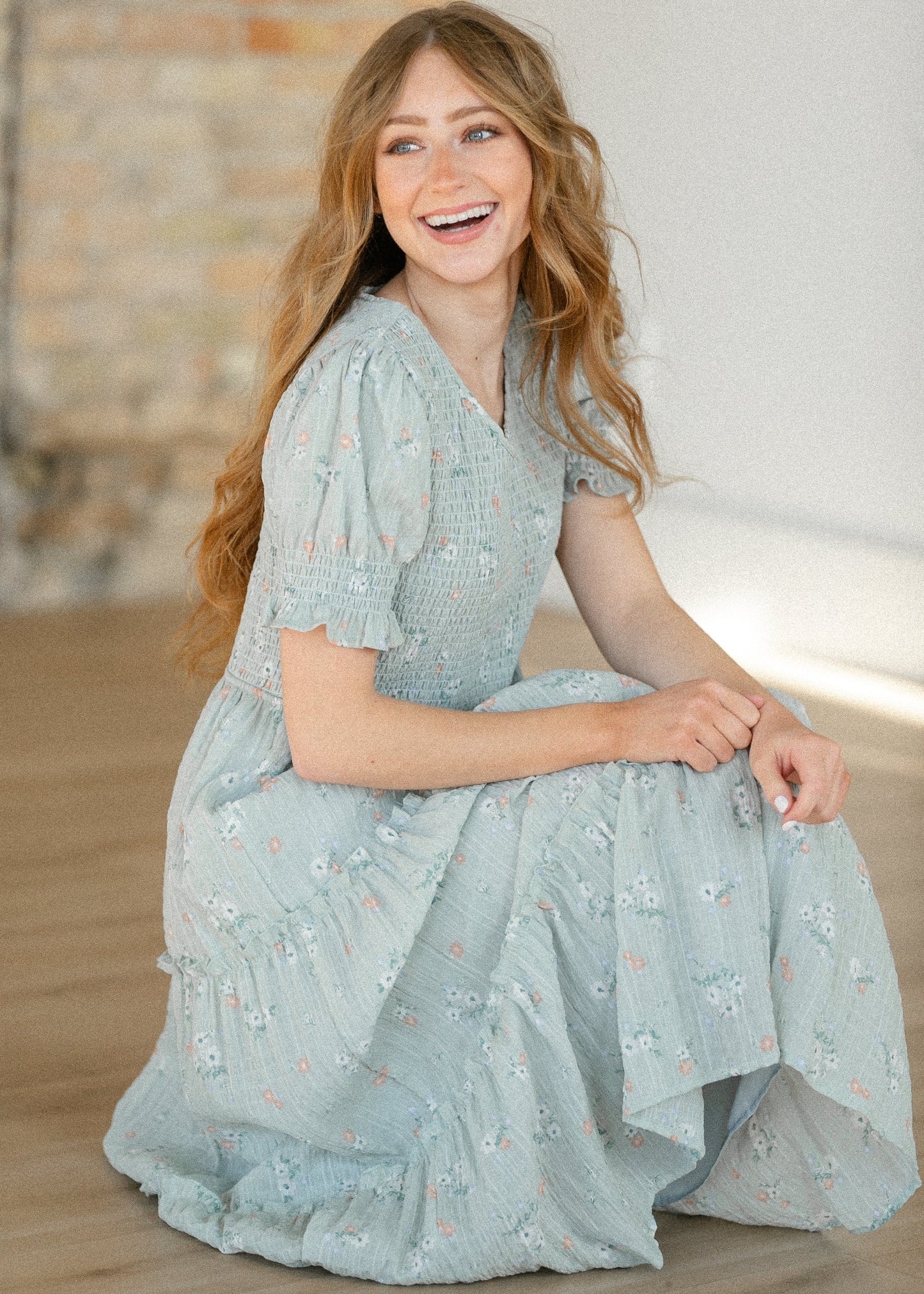 McCall Mint Smocked Midi Dress