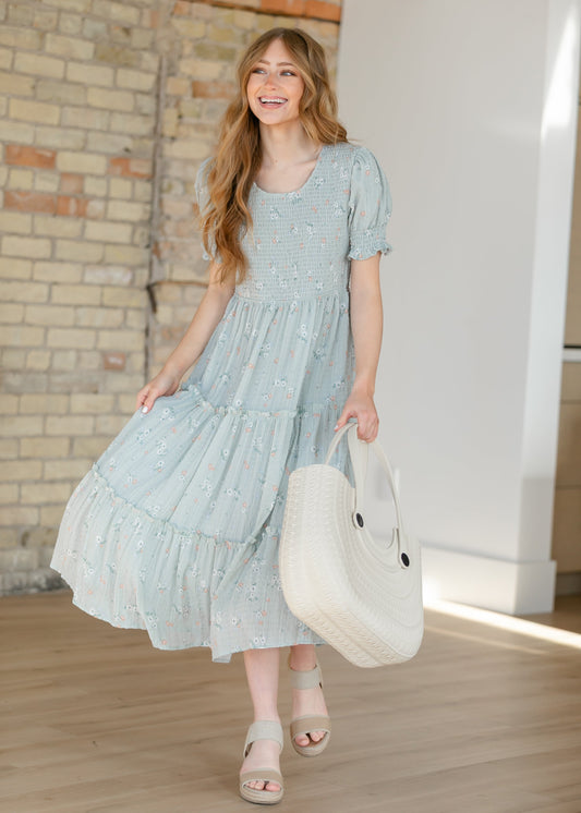 McCall Mint Smocked Midi Dress