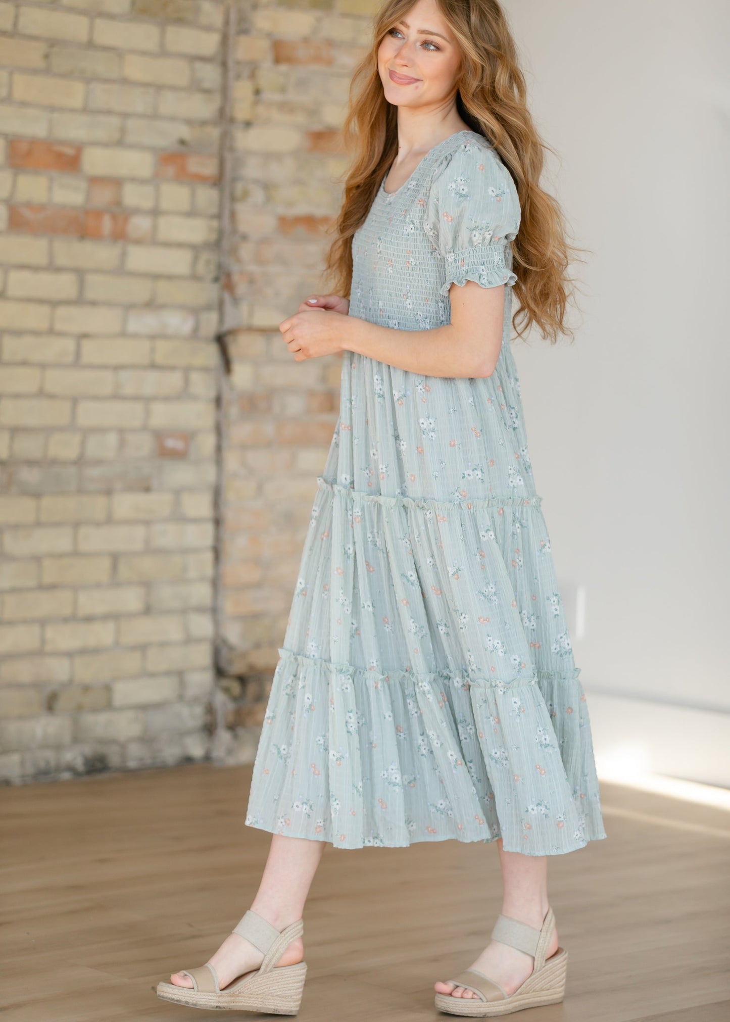 McCall Mint Smocked Midi Dress