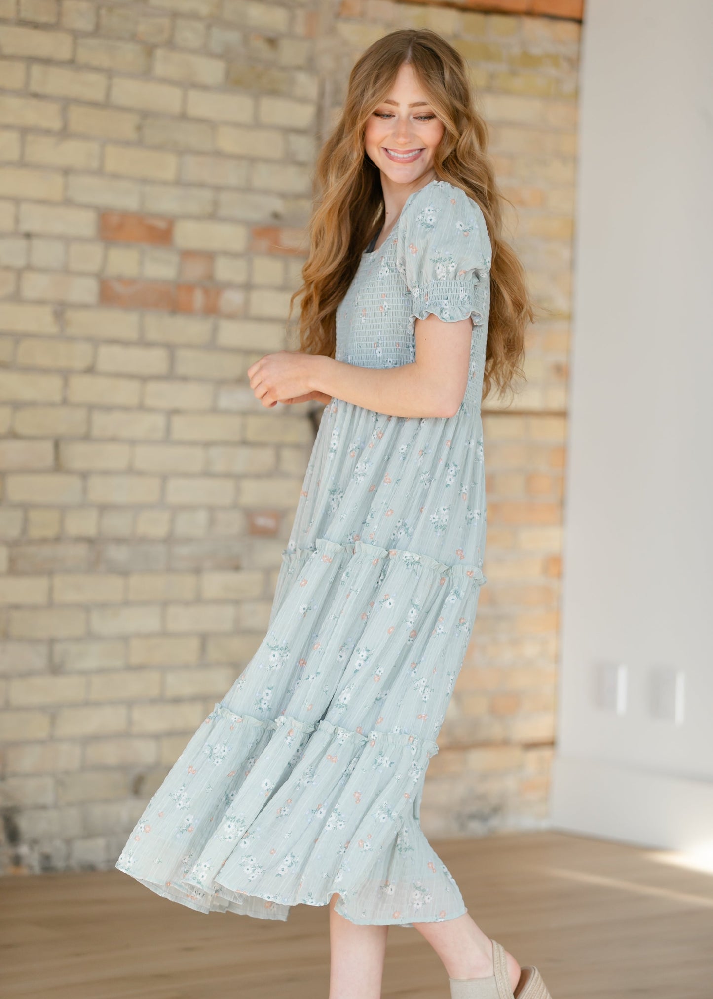 McCall Mint Smocked Midi Dress