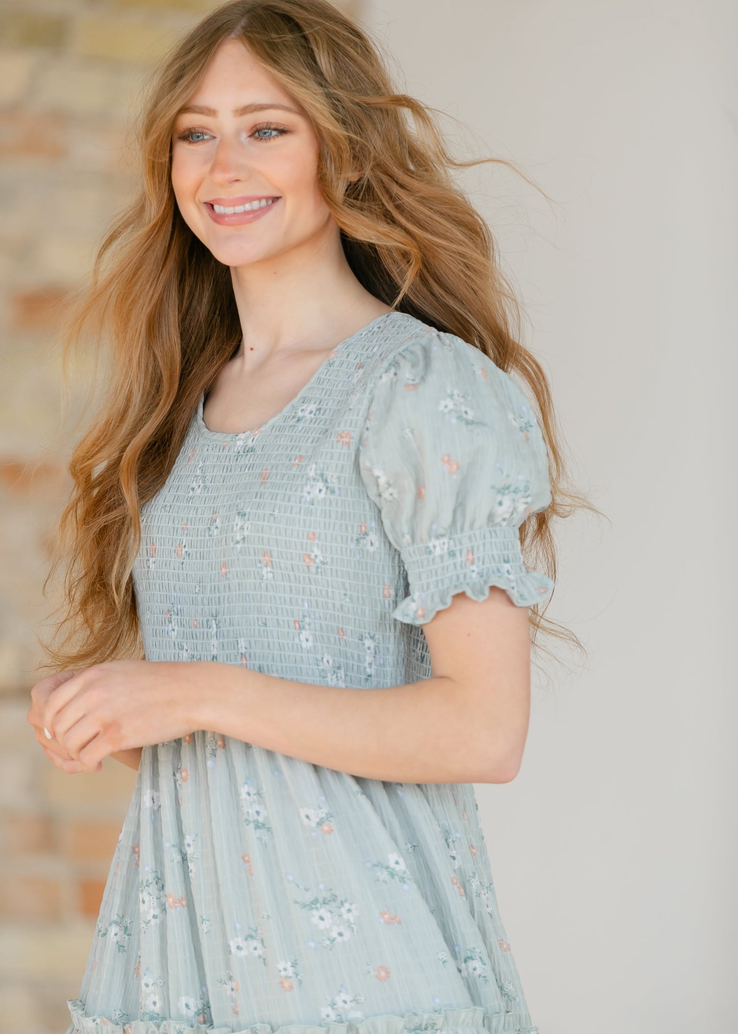 McCall Mint Smocked Midi Dress