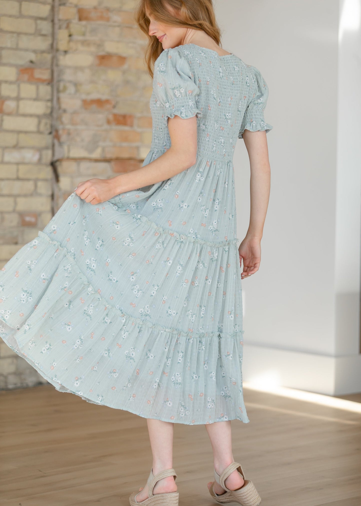 McCall Mint Smocked Midi Dress