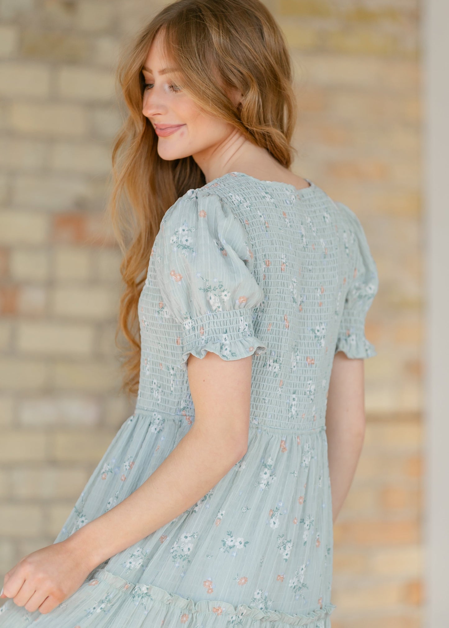 McCall Mint Smocked Midi Dress