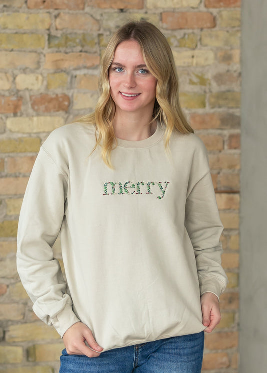 Merry Embroidered Crewneck Pullover - FINAL SALE