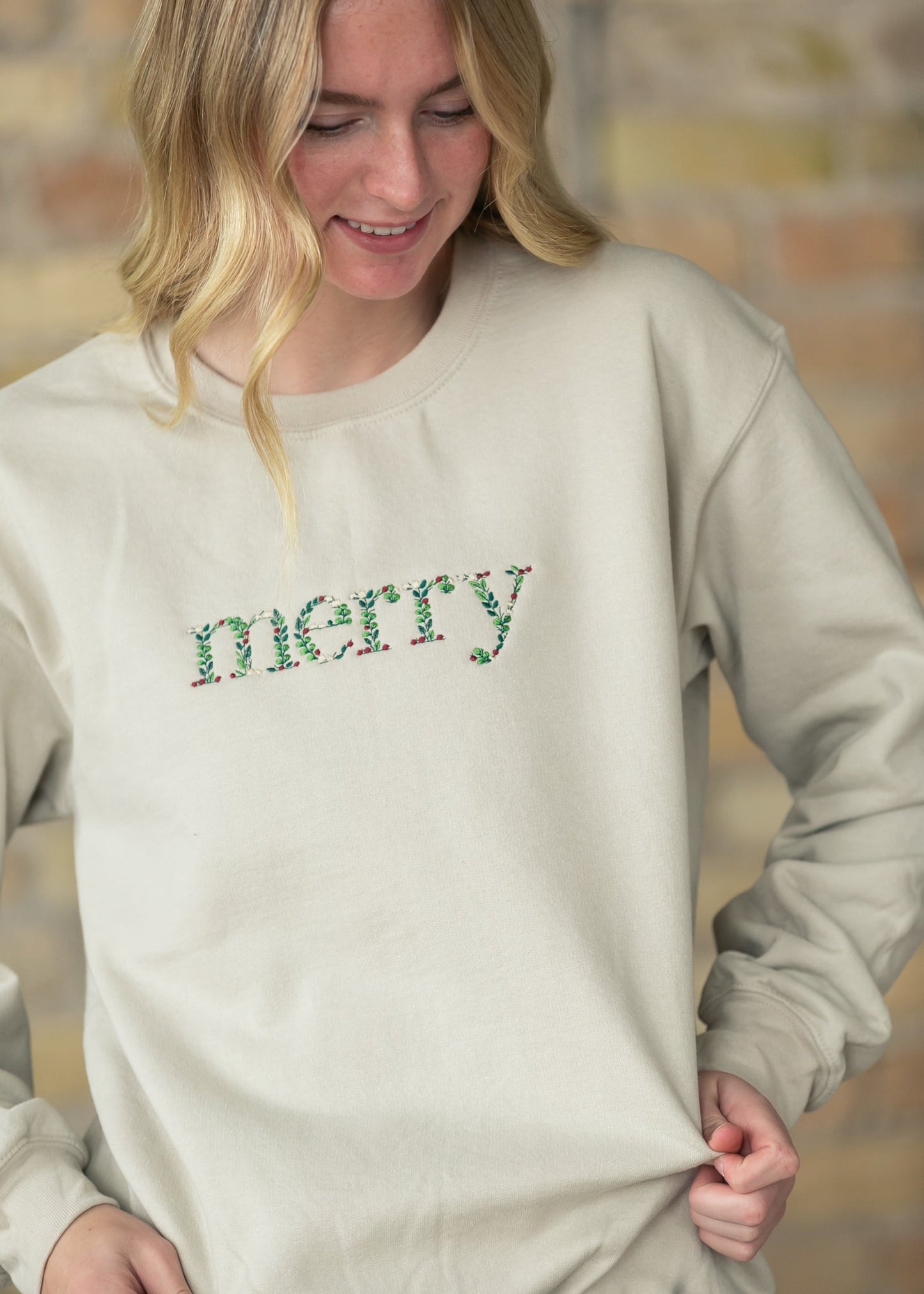 Merry Embroidered Crewneck Pullover - FINAL SALE