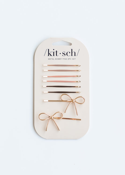 Kitsch™ Metal Enamel Cloud & Bow Bobby Pins 8pc Set