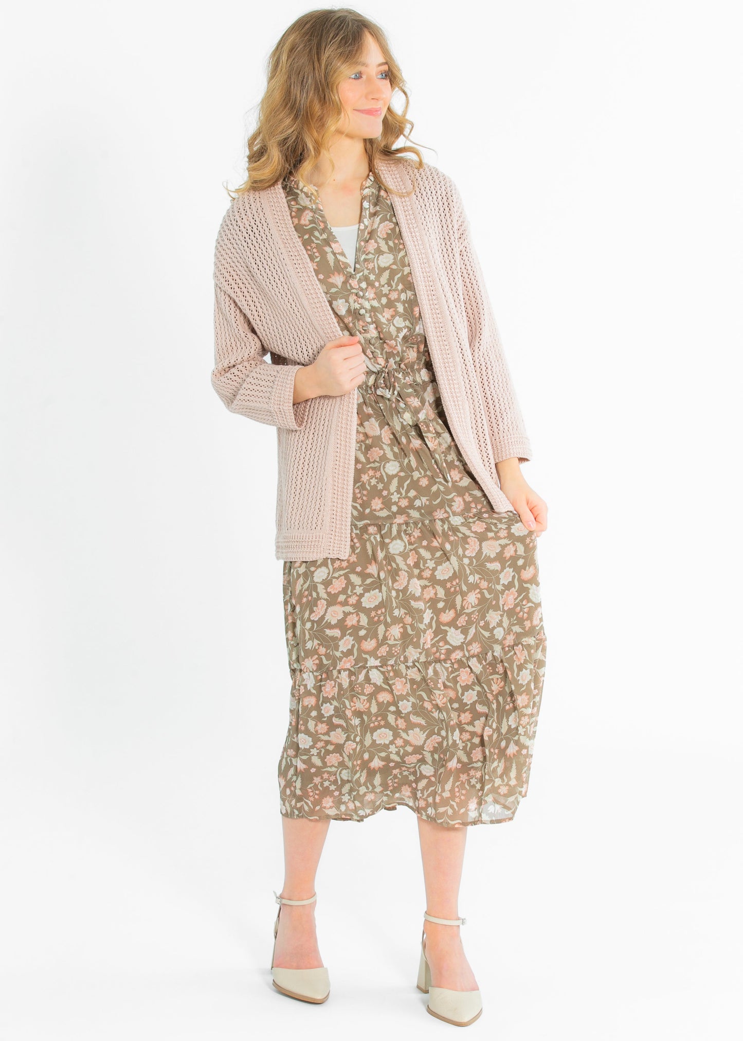 Mindy Textured Knit 3/4 Sleeve Open Cardigan - FINAL SALE