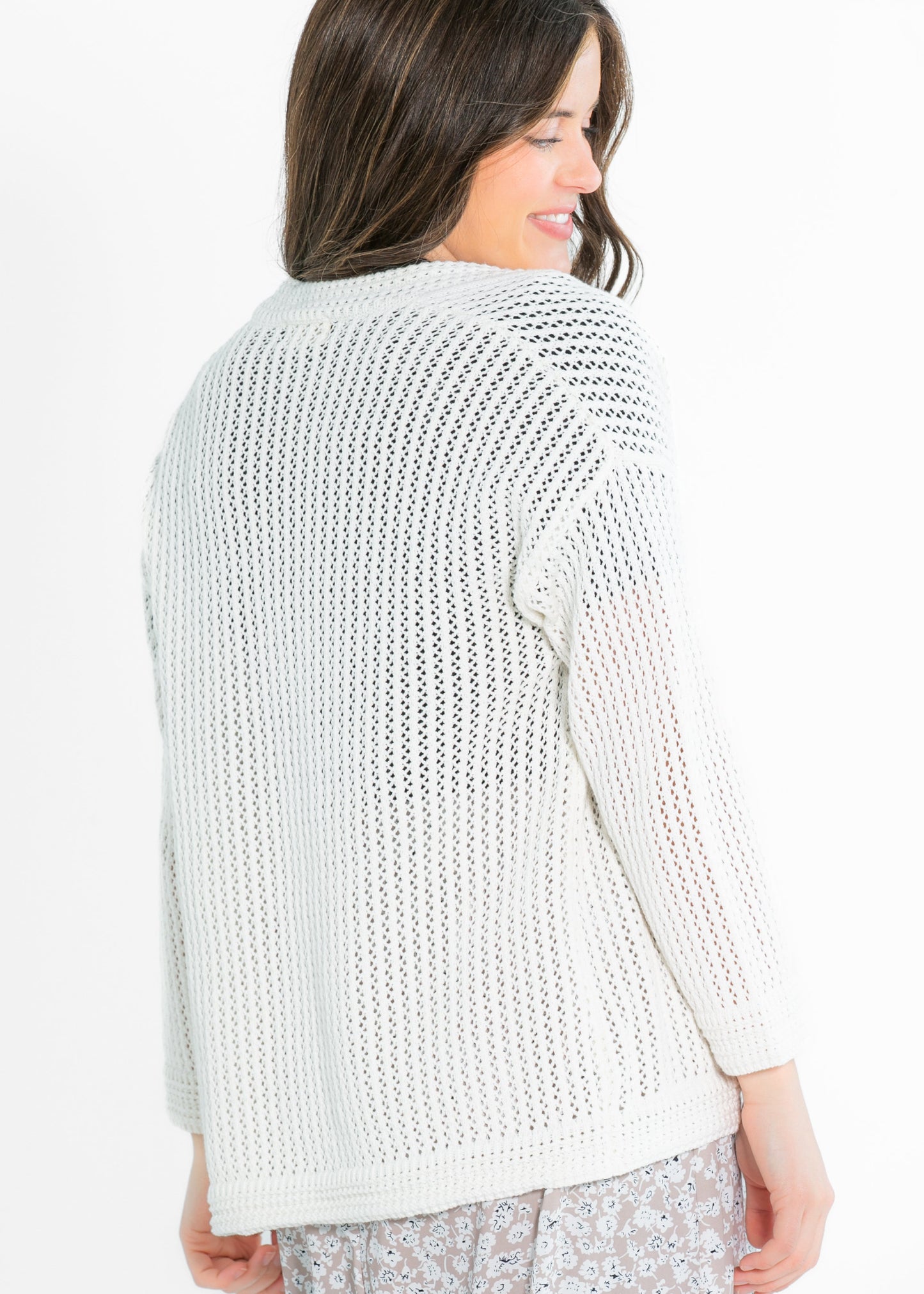 Mindy Textured Knit 3/4 Sleeve Open Cardigan - FINAL SALE