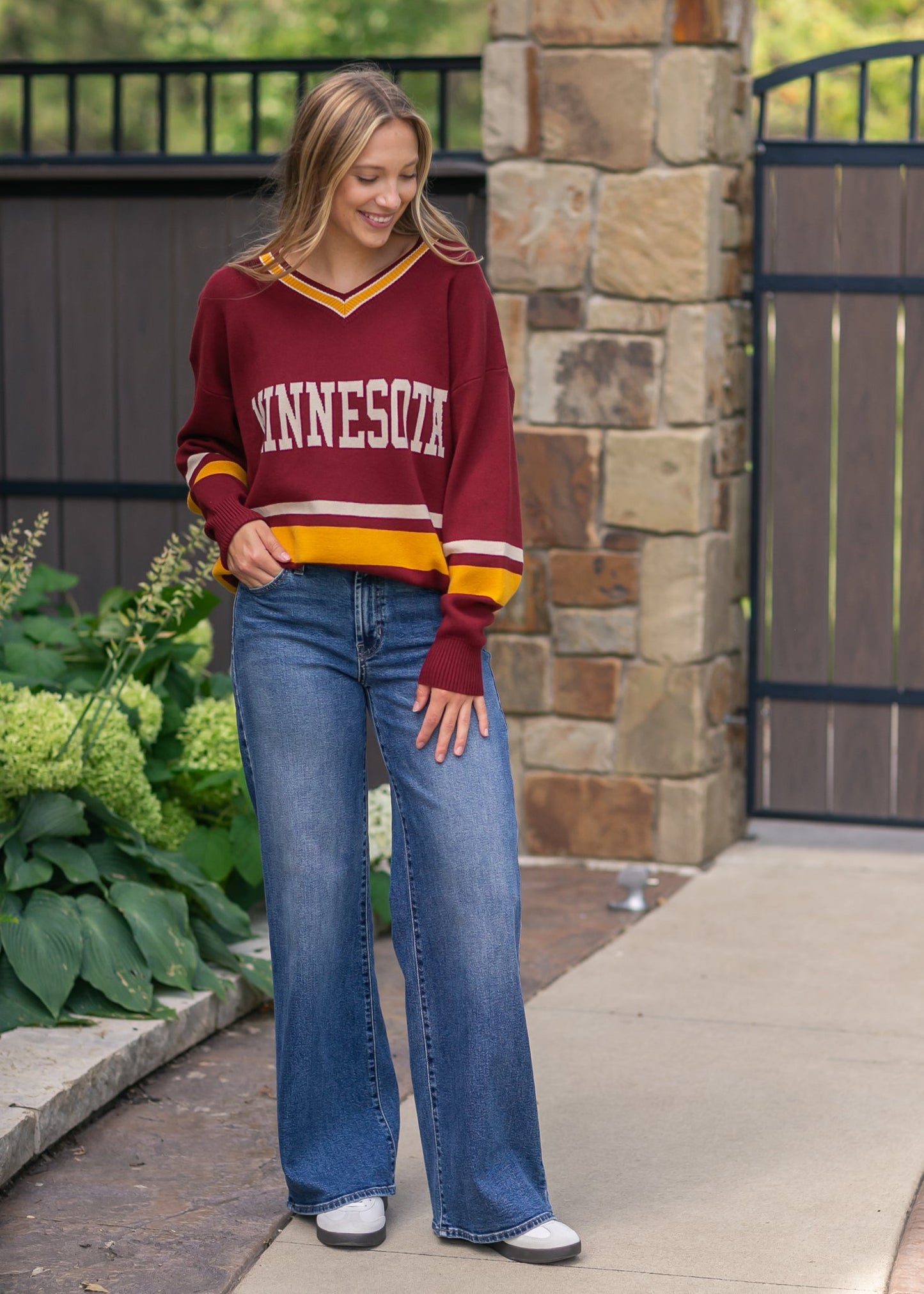 Minnesota Logo V-neck Sweater