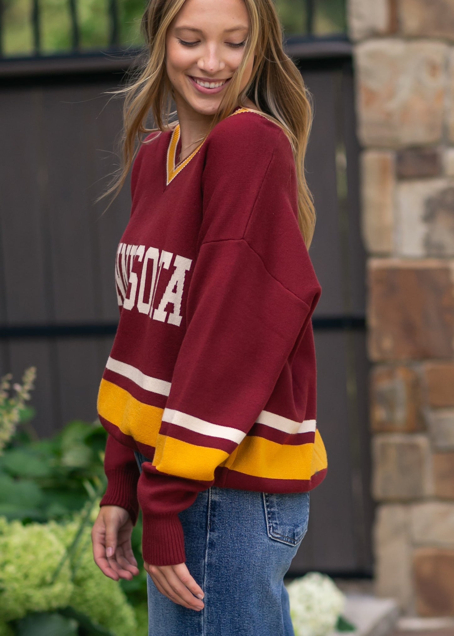 Minnesota Logo V-neck Sweater