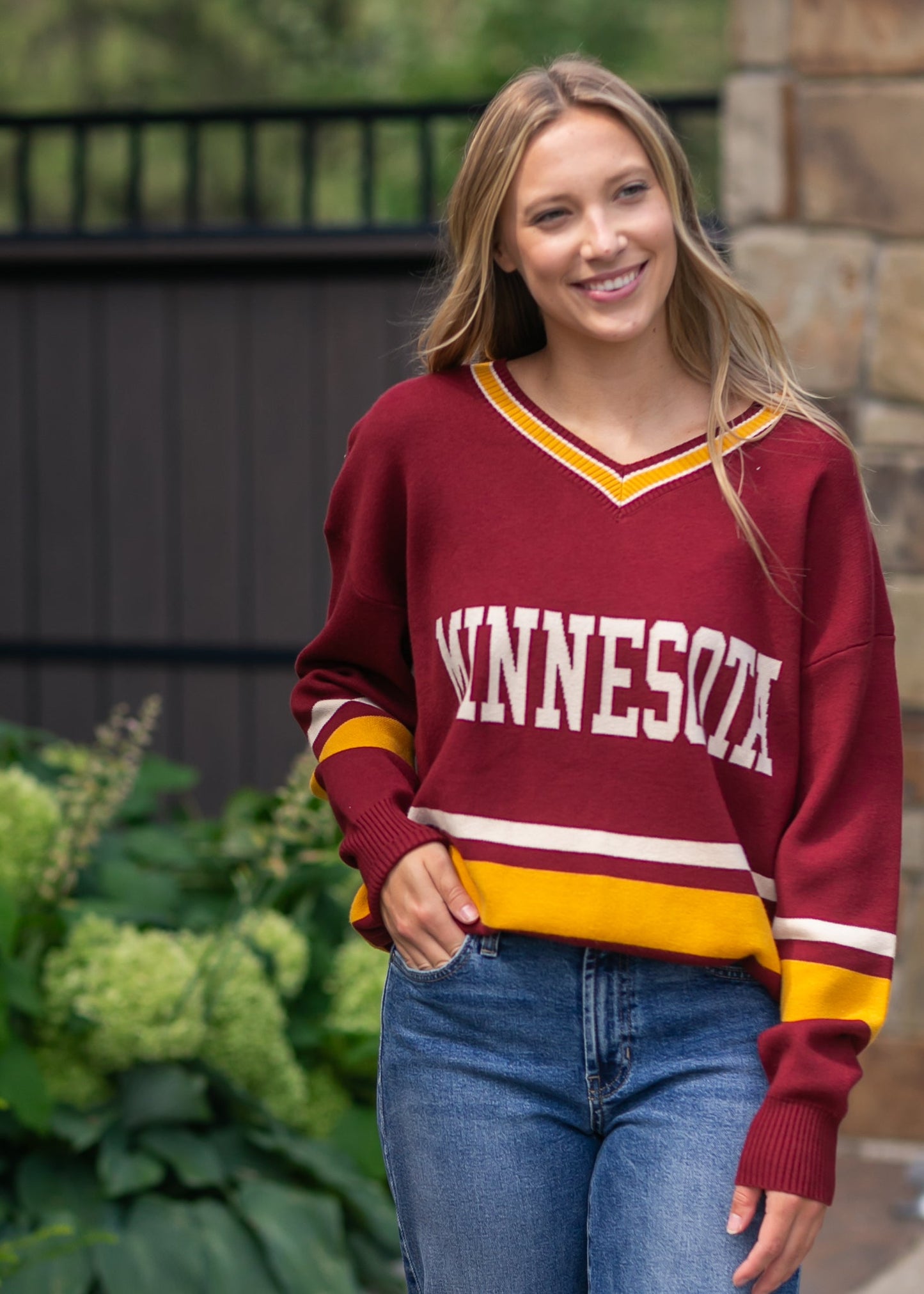 Minnesota Logo V-neck Sweater