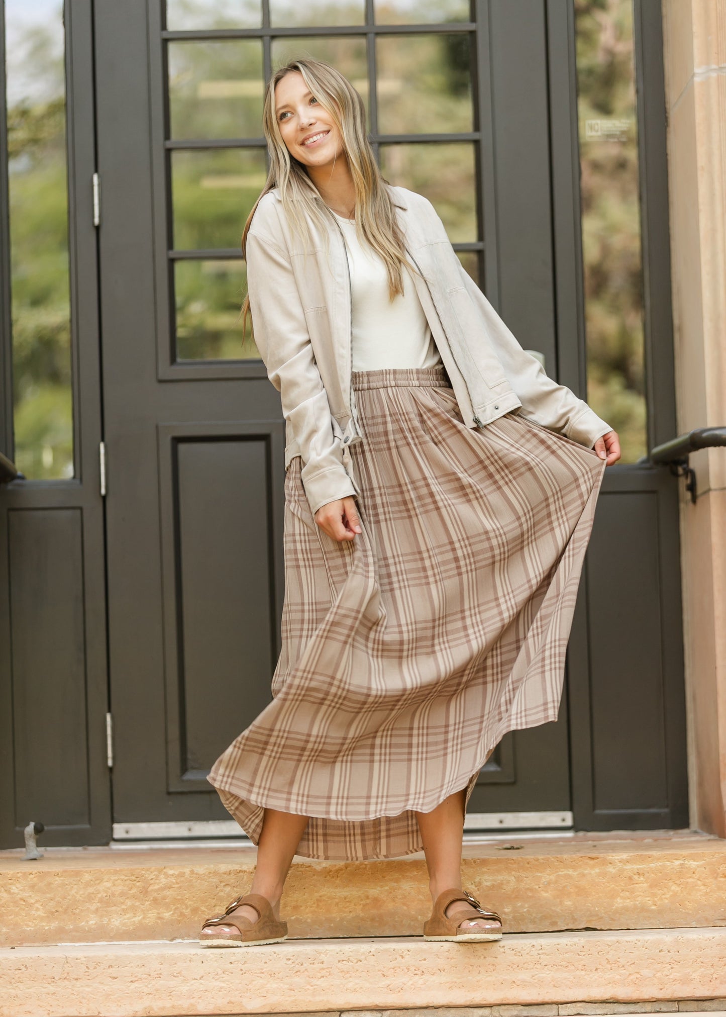 Mocha Plaid Maxi Skirt - FINAL SALE