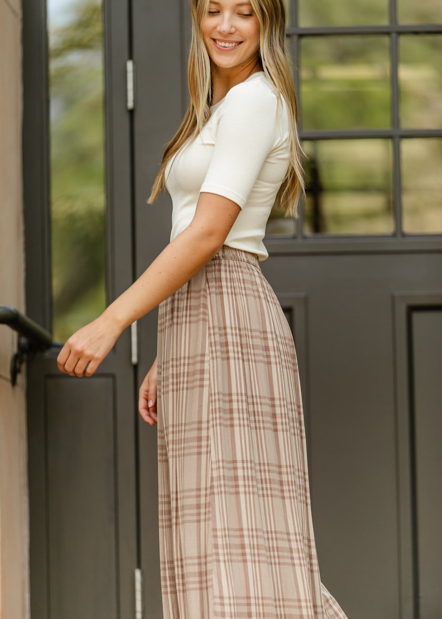 Mocha Plaid Maxi Skirt - FINAL SALE