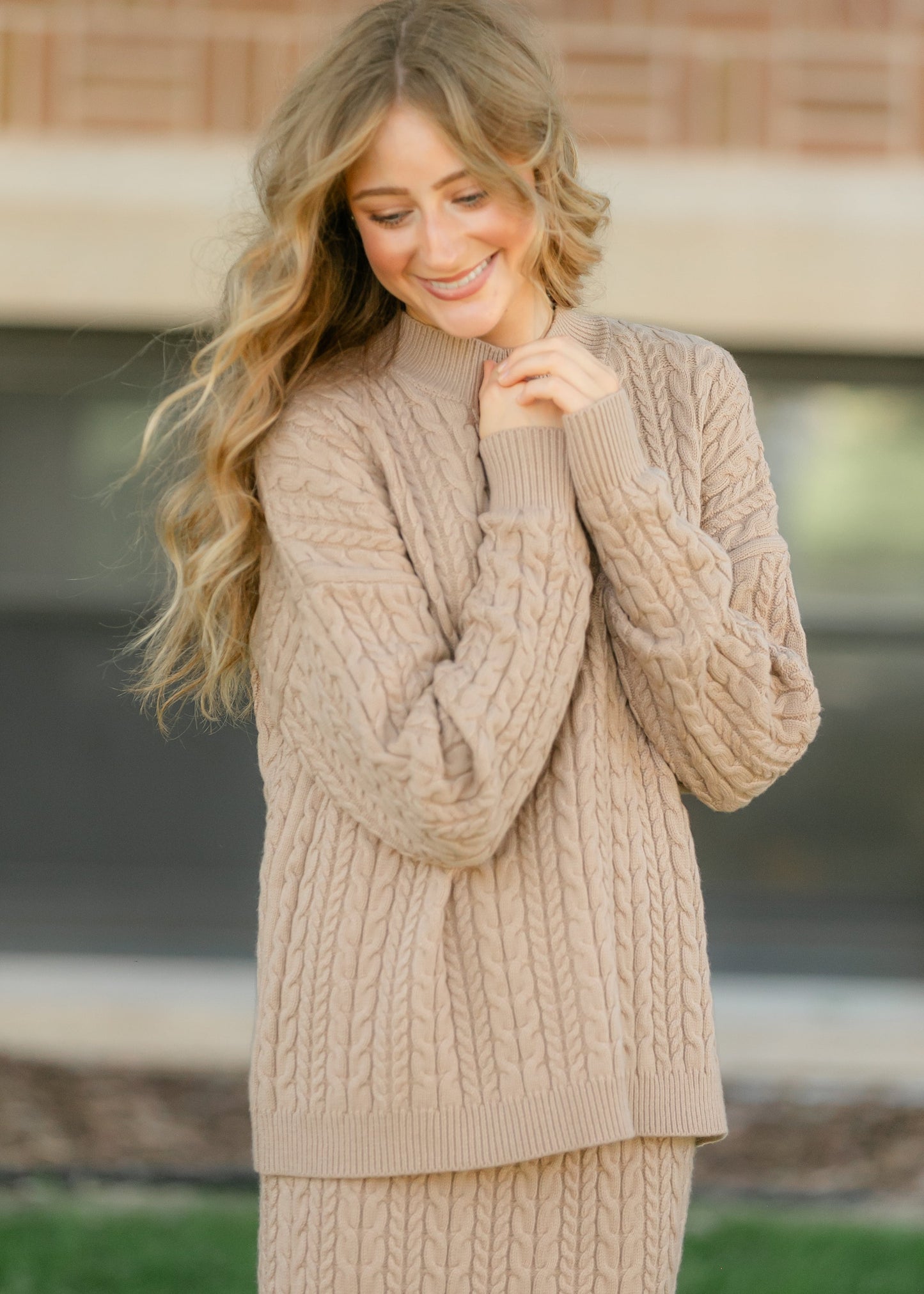 Mock Neck Cable Knit Sweater - FINAL SALE