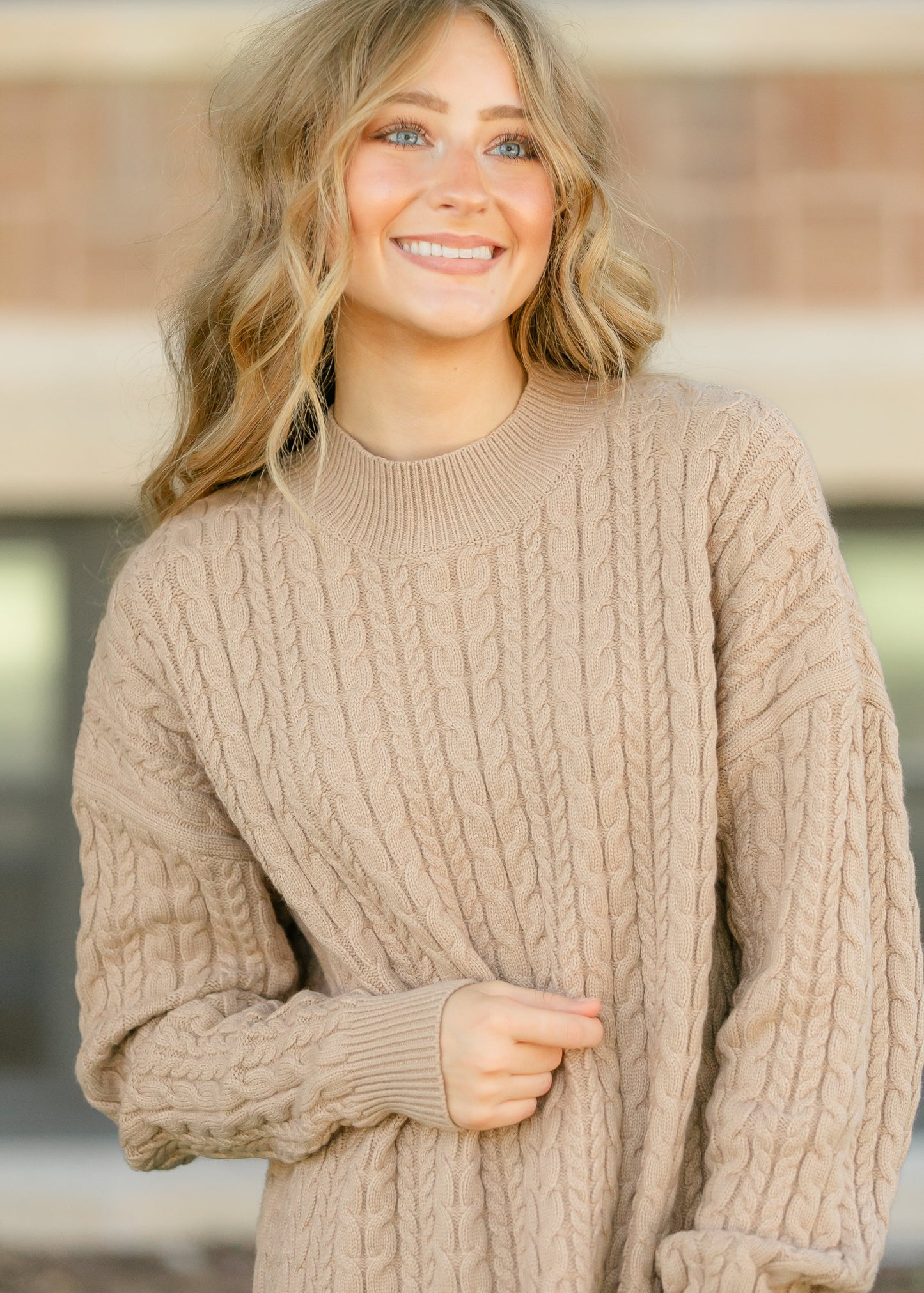 Mock Neck Cable Knit Sweater - FINAL SALE
