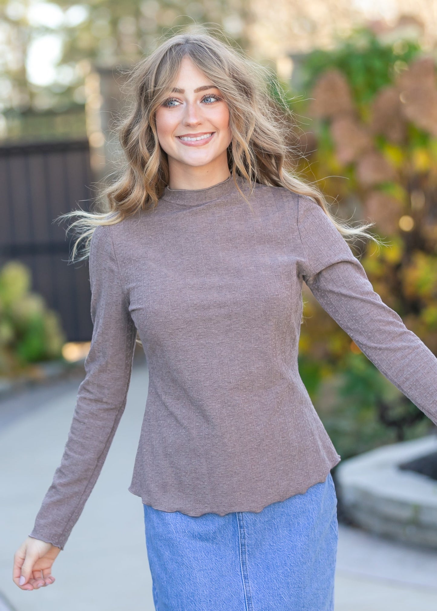 Mock Neck Long Sleeve Top