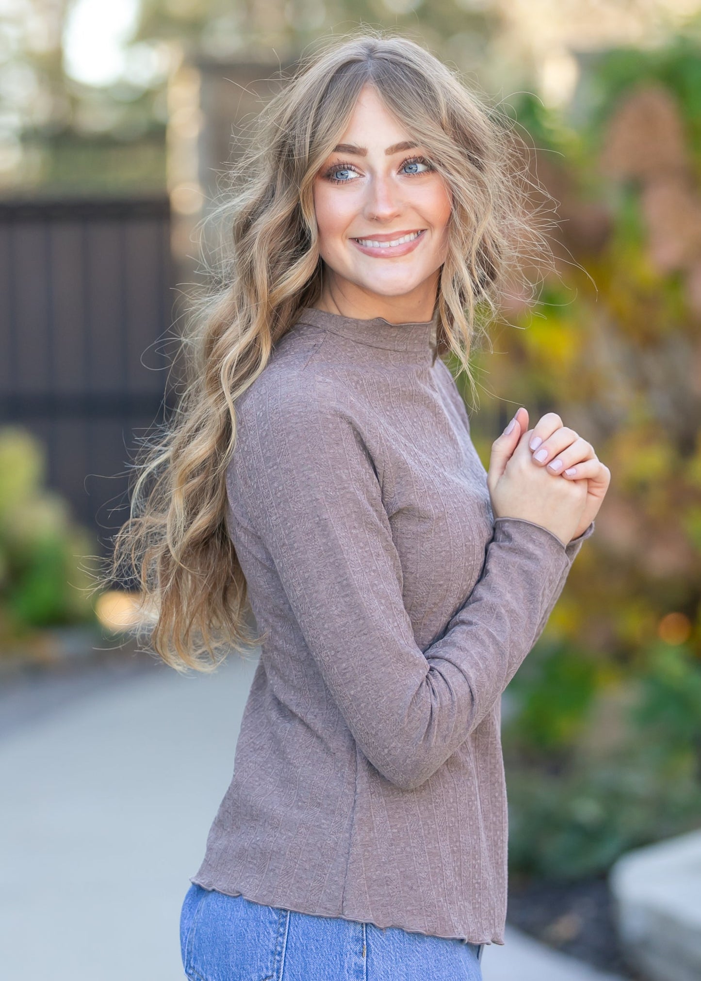 Mock Neck Long Sleeve Top