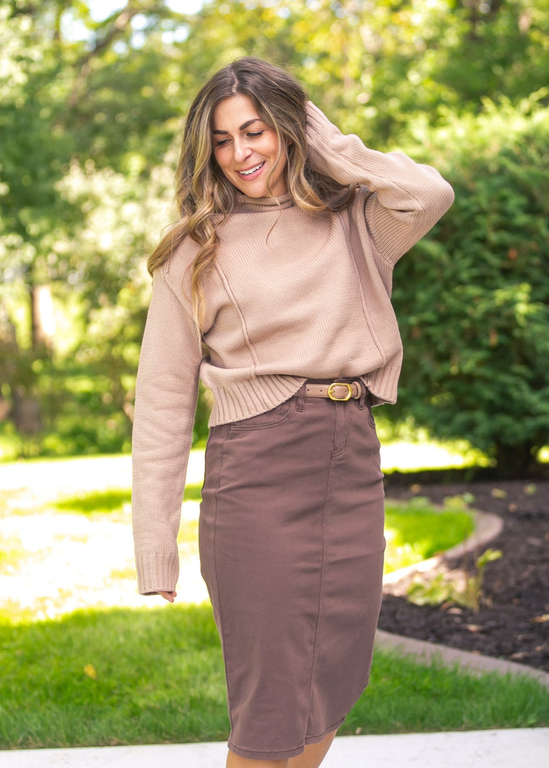 Mock Neck Raw Edge Sweater